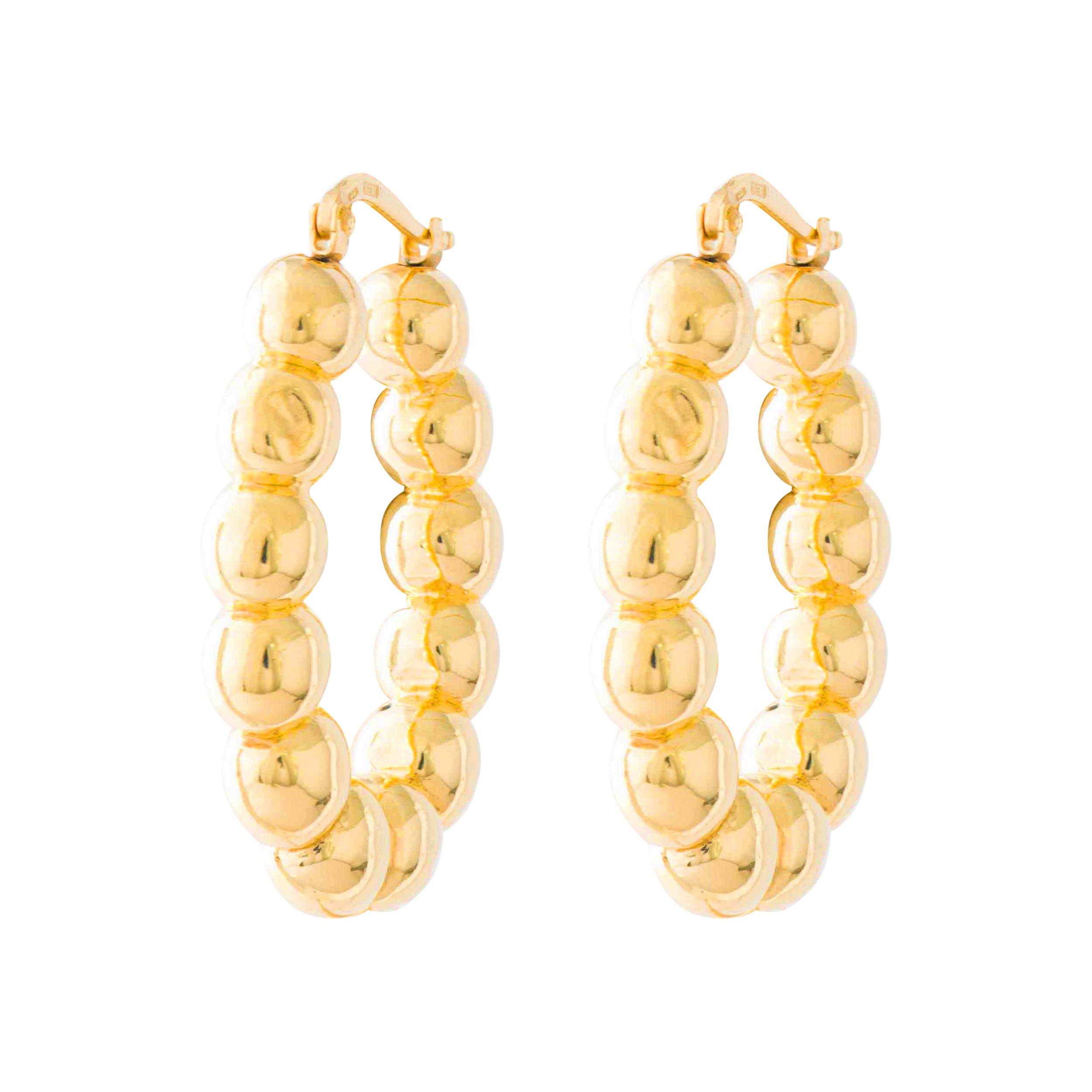 LARGE GOLD BALL OVAL HOOP EARRINGS