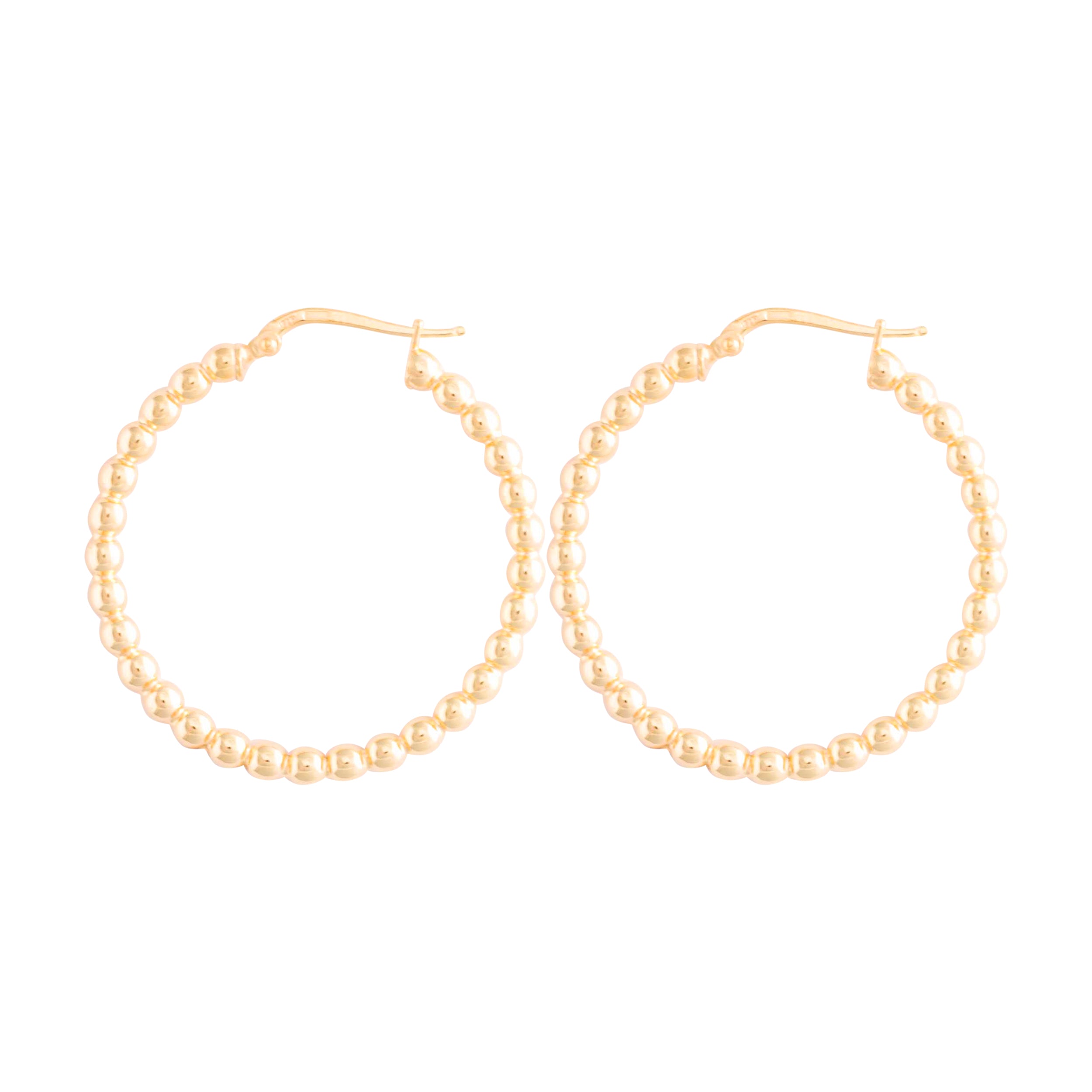 THIN GOLD BEADED HOOP EARRINGS