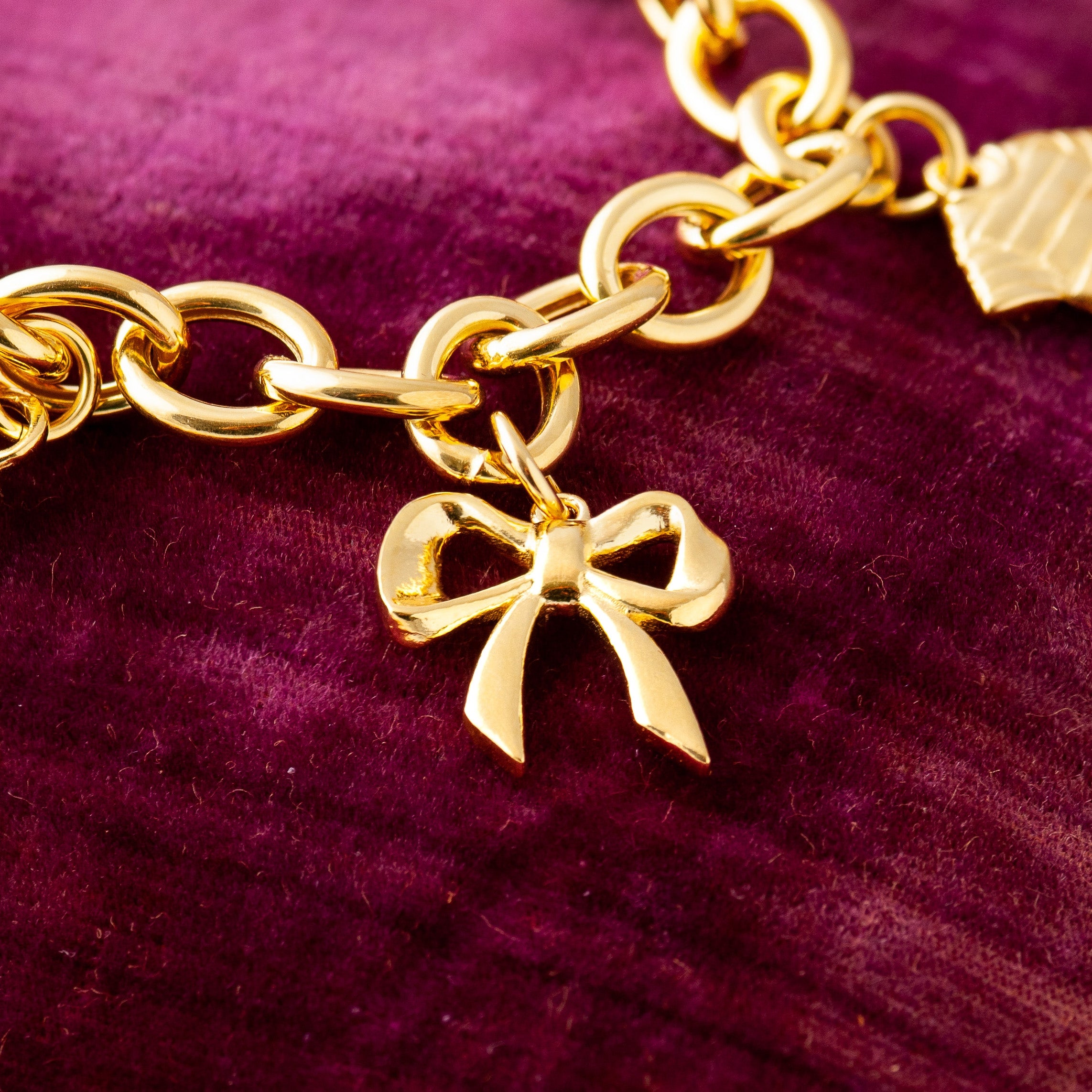 gold bow charm for charm bracelet