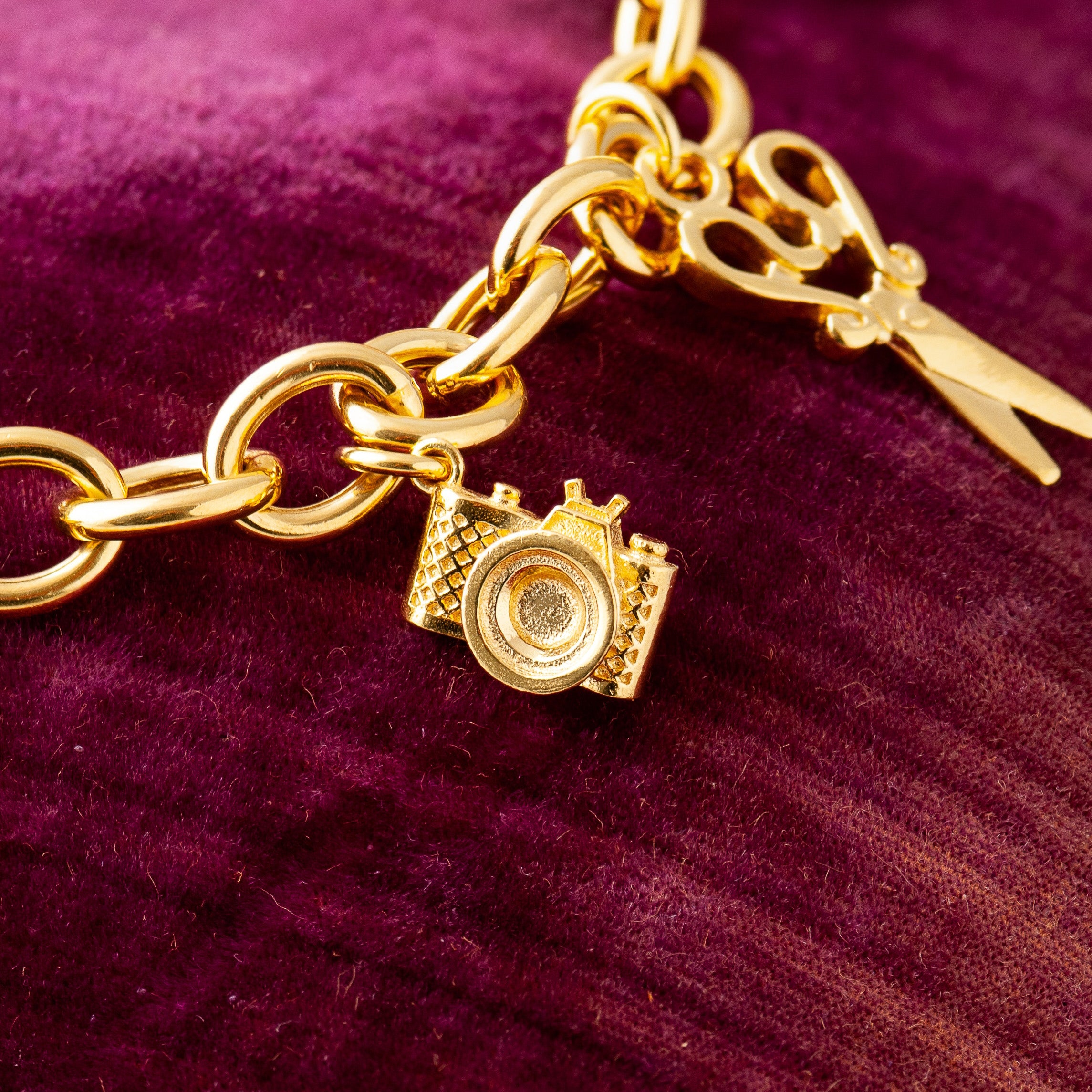 gold camera charm for charm bracelet