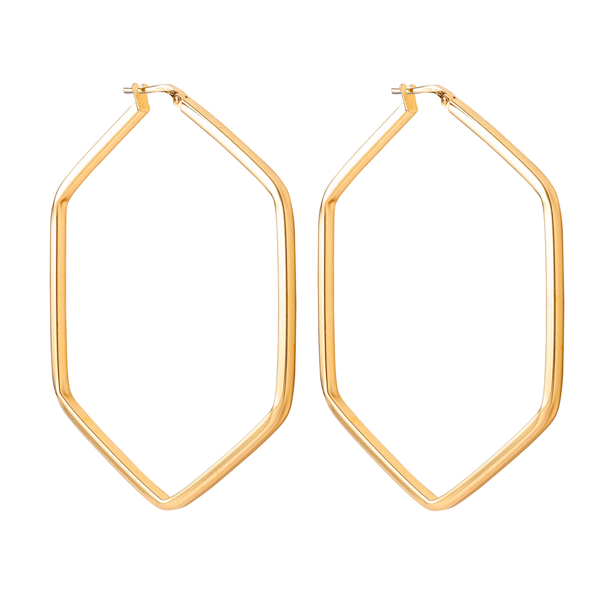 GOLD HEXAGON HOOP EARRINGS