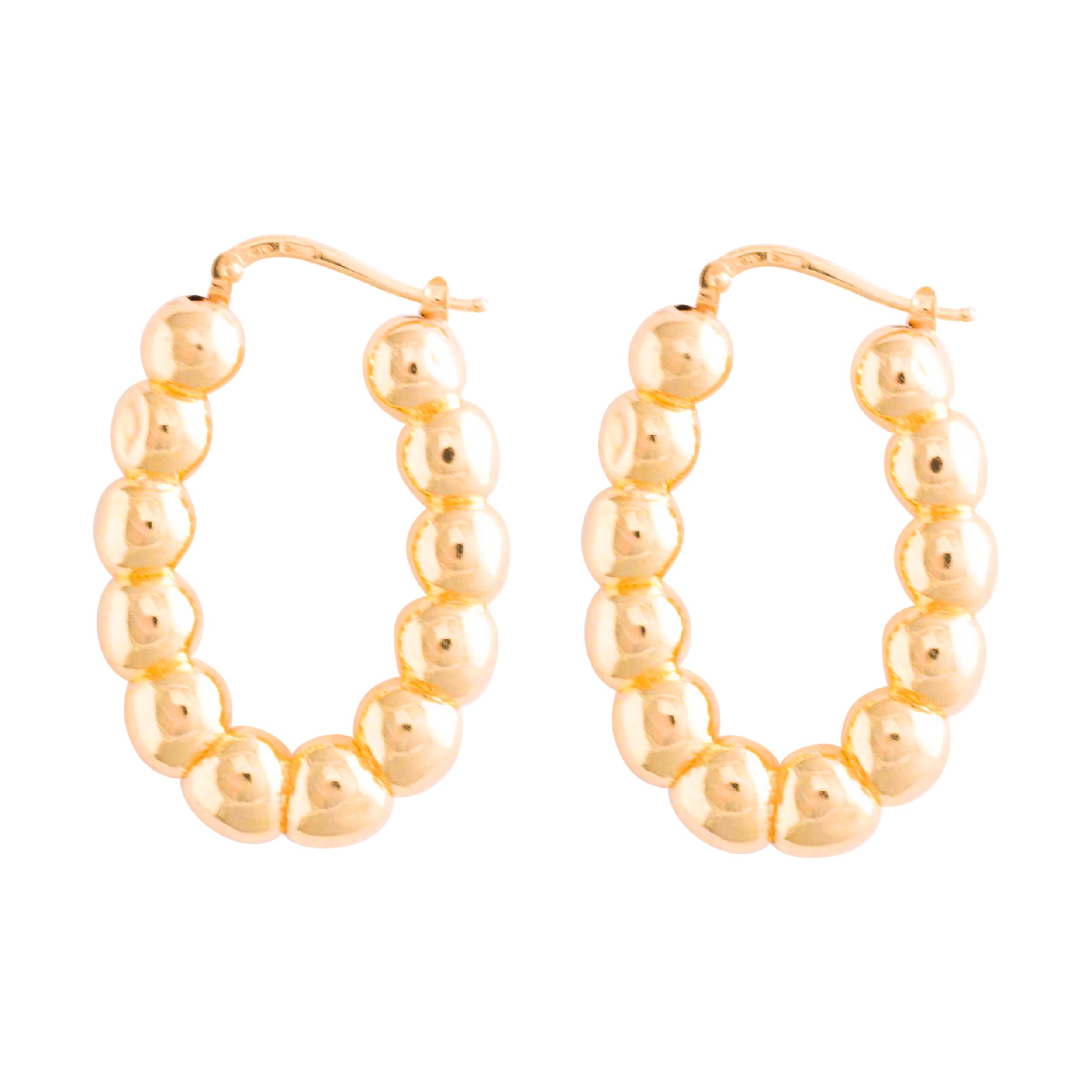 LARGE GOLD BALL OVAL HOOP EARRINGS