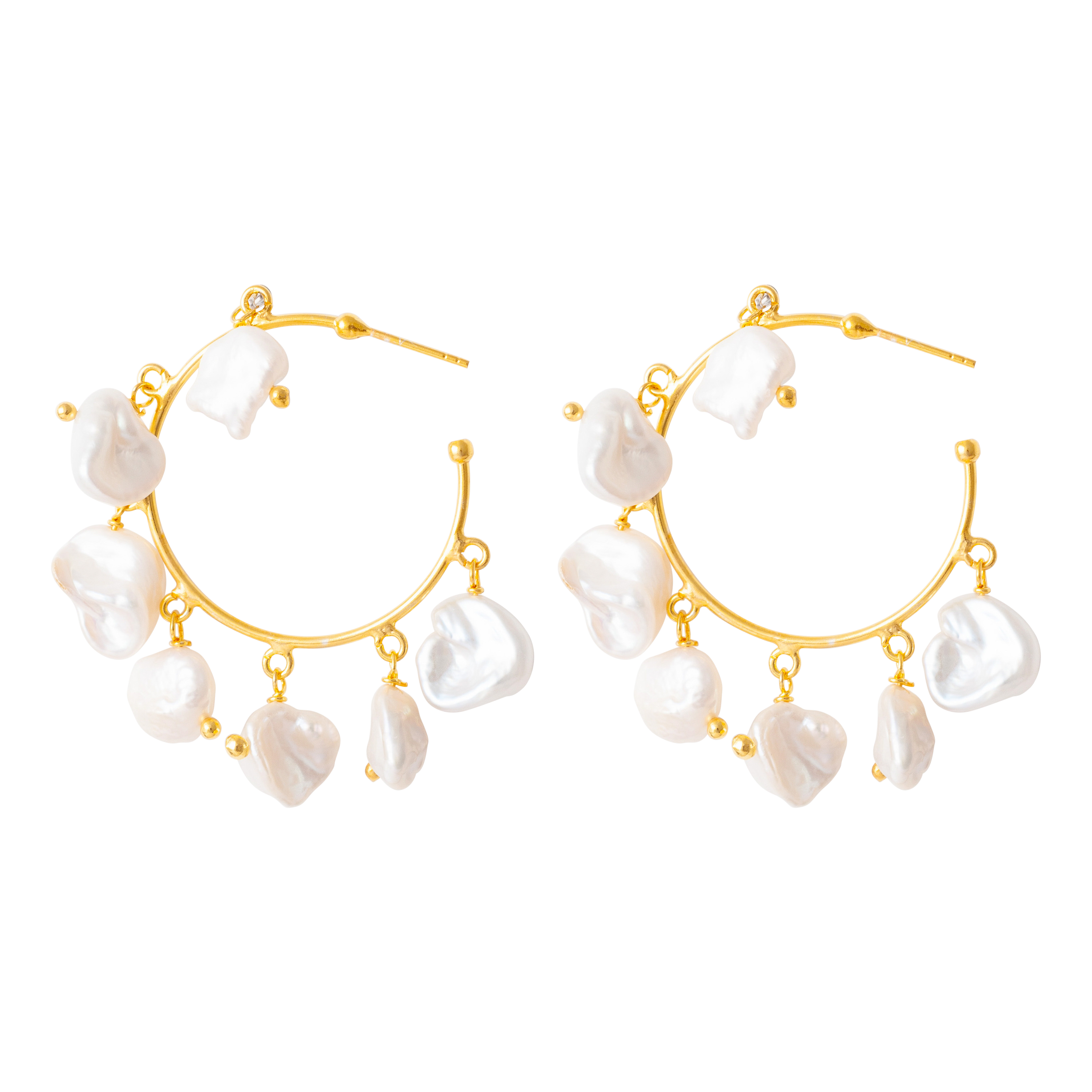 PEARL AND GOLD HOOP EARRINGS