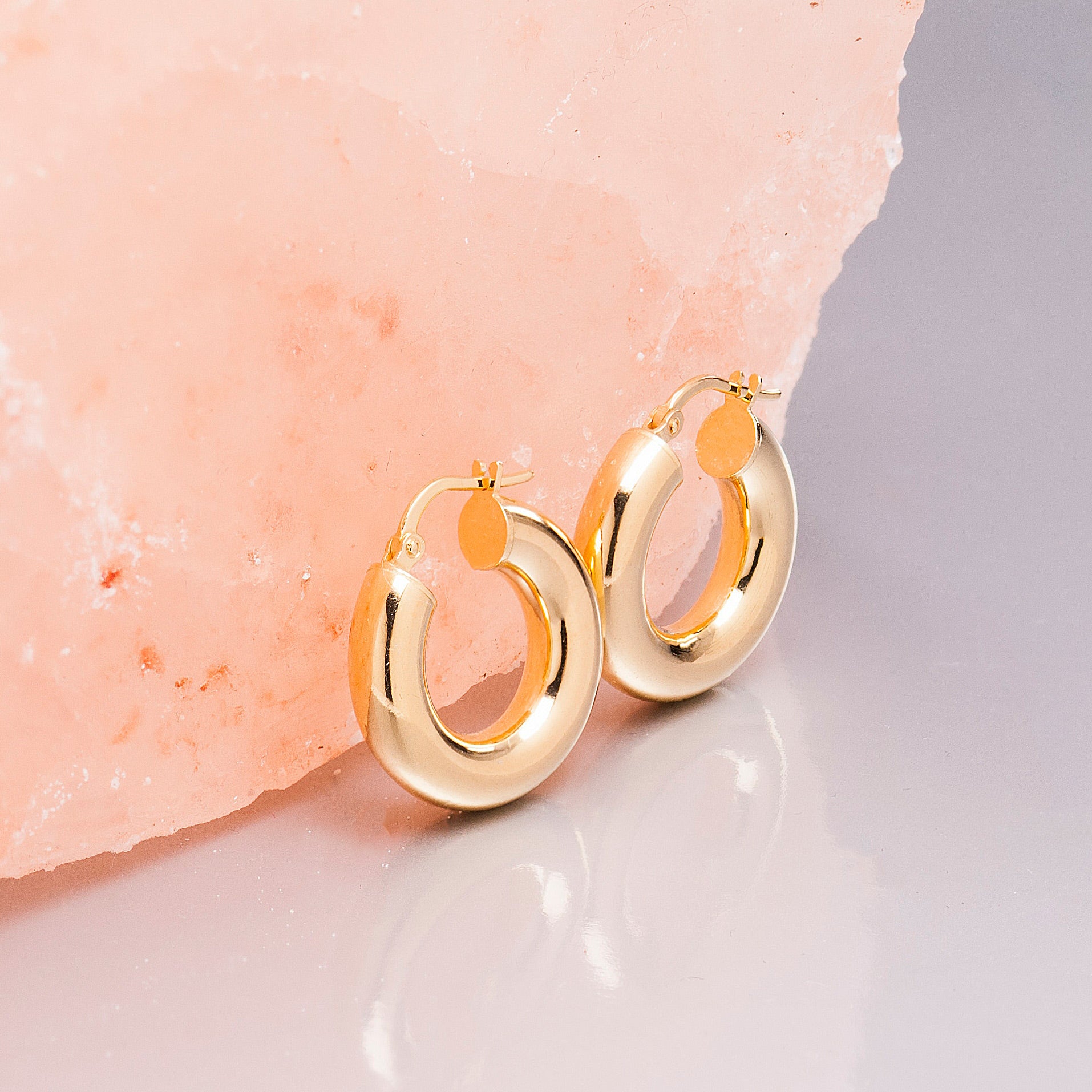 THICK GOLD HOOP EARRINGS