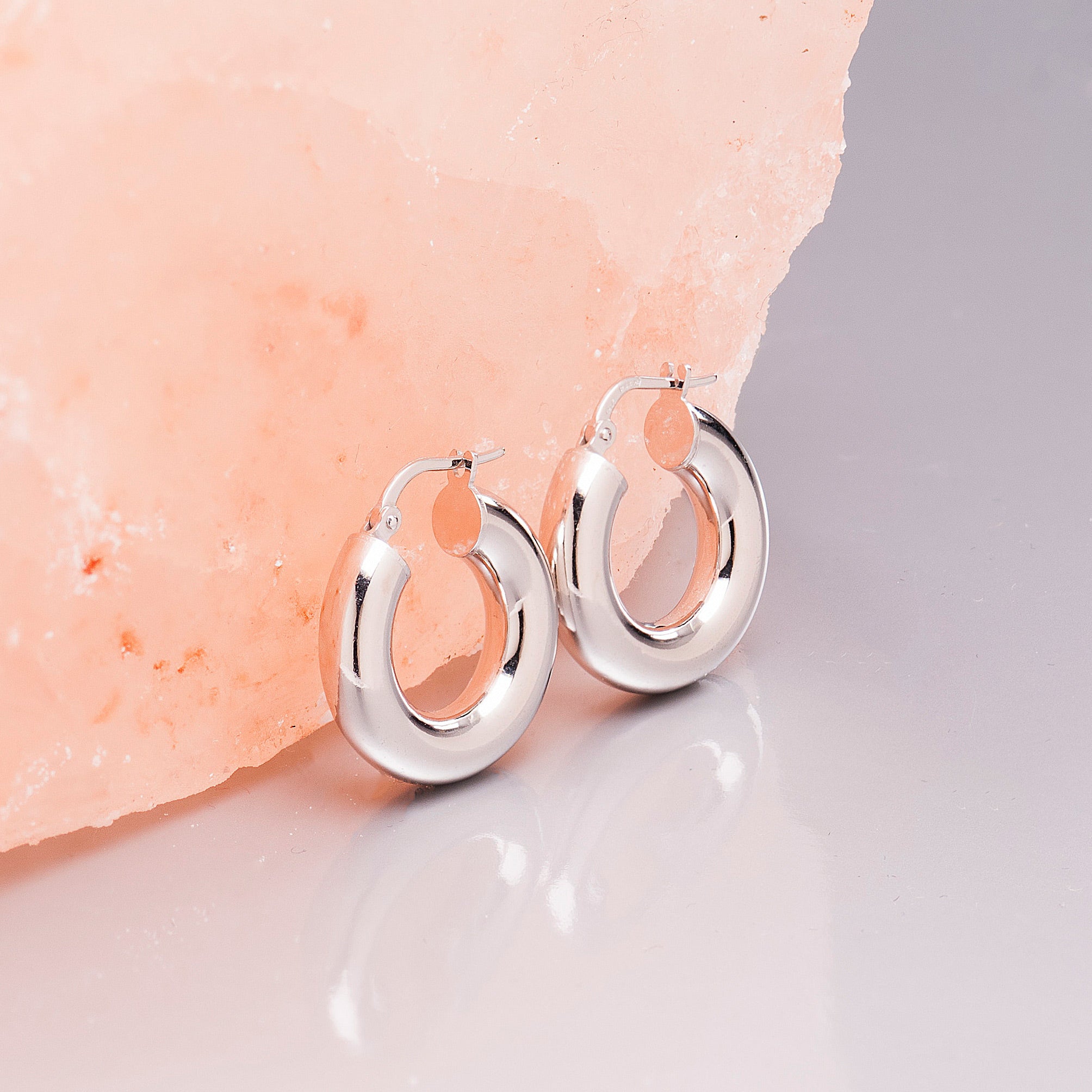 THICK SILVER HOOP EARRINGS