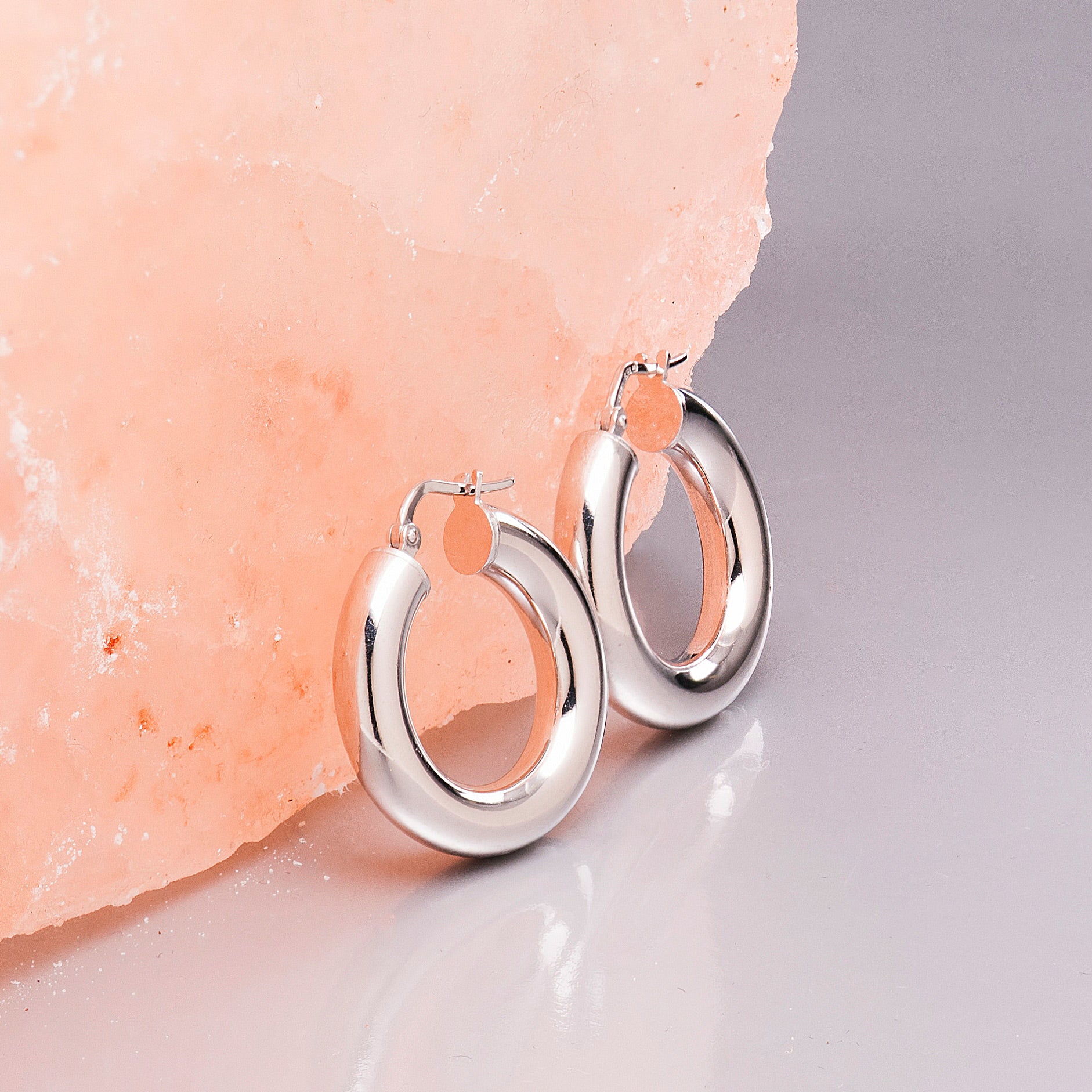 THICK SILVER HOOP EARRINGS