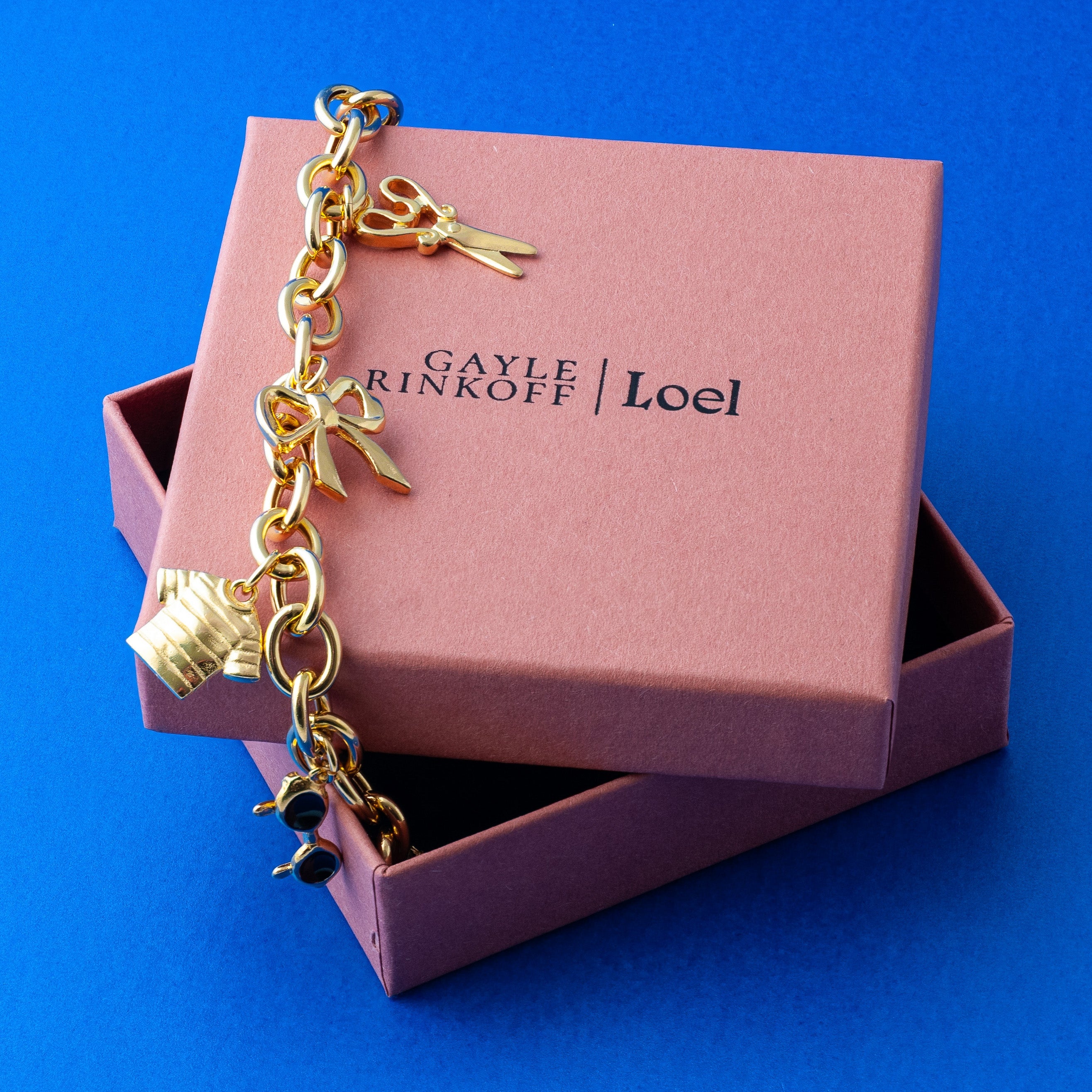 Gayle Rinkoff charm bracelet with Loel