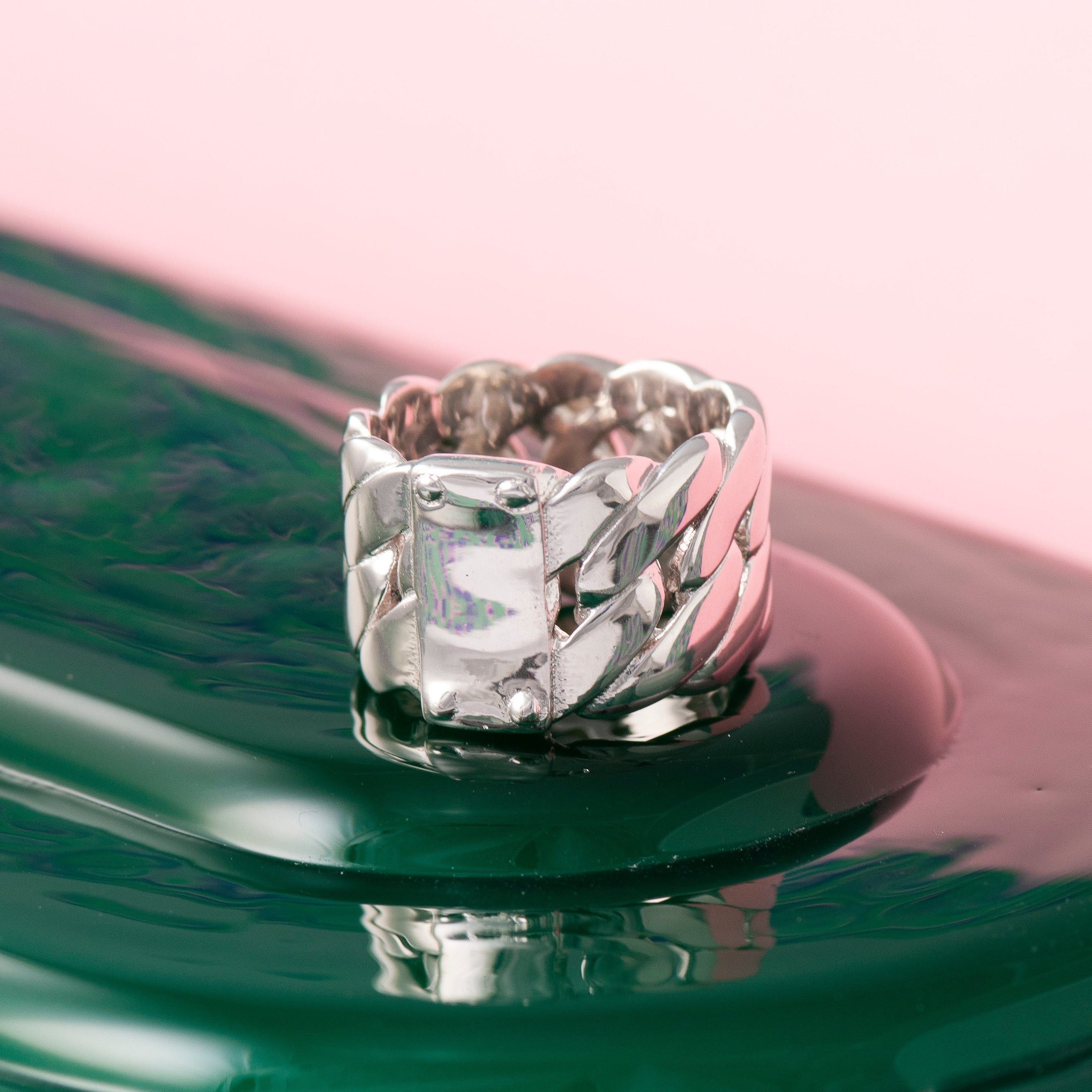 SILVER CHUNKY CHAIN RING