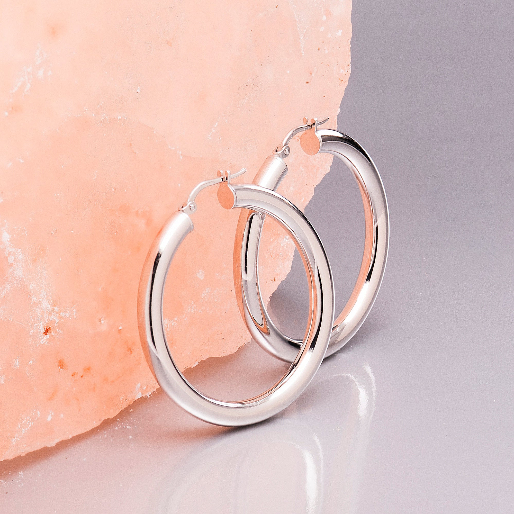 THICK SILVER HOOP EARRINGS