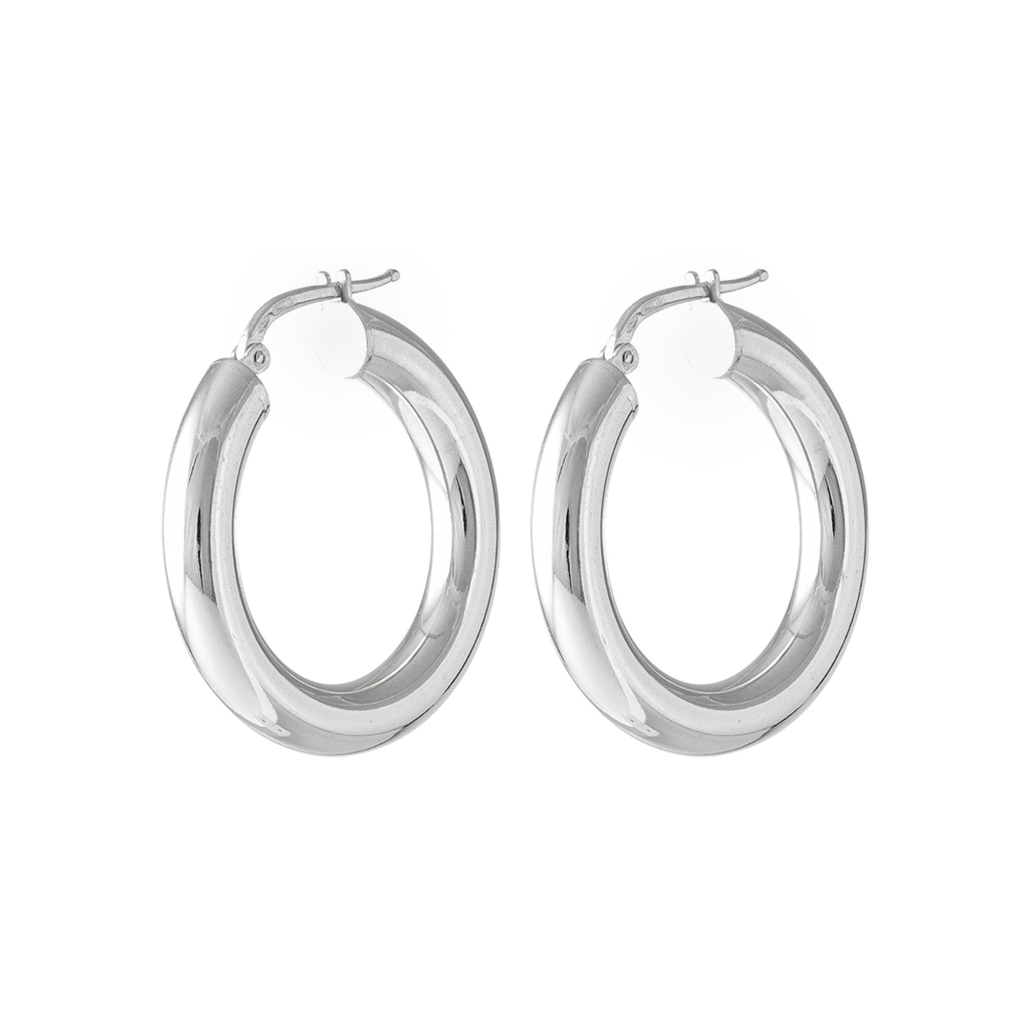 THICK SILVER HOOP EARRINGS