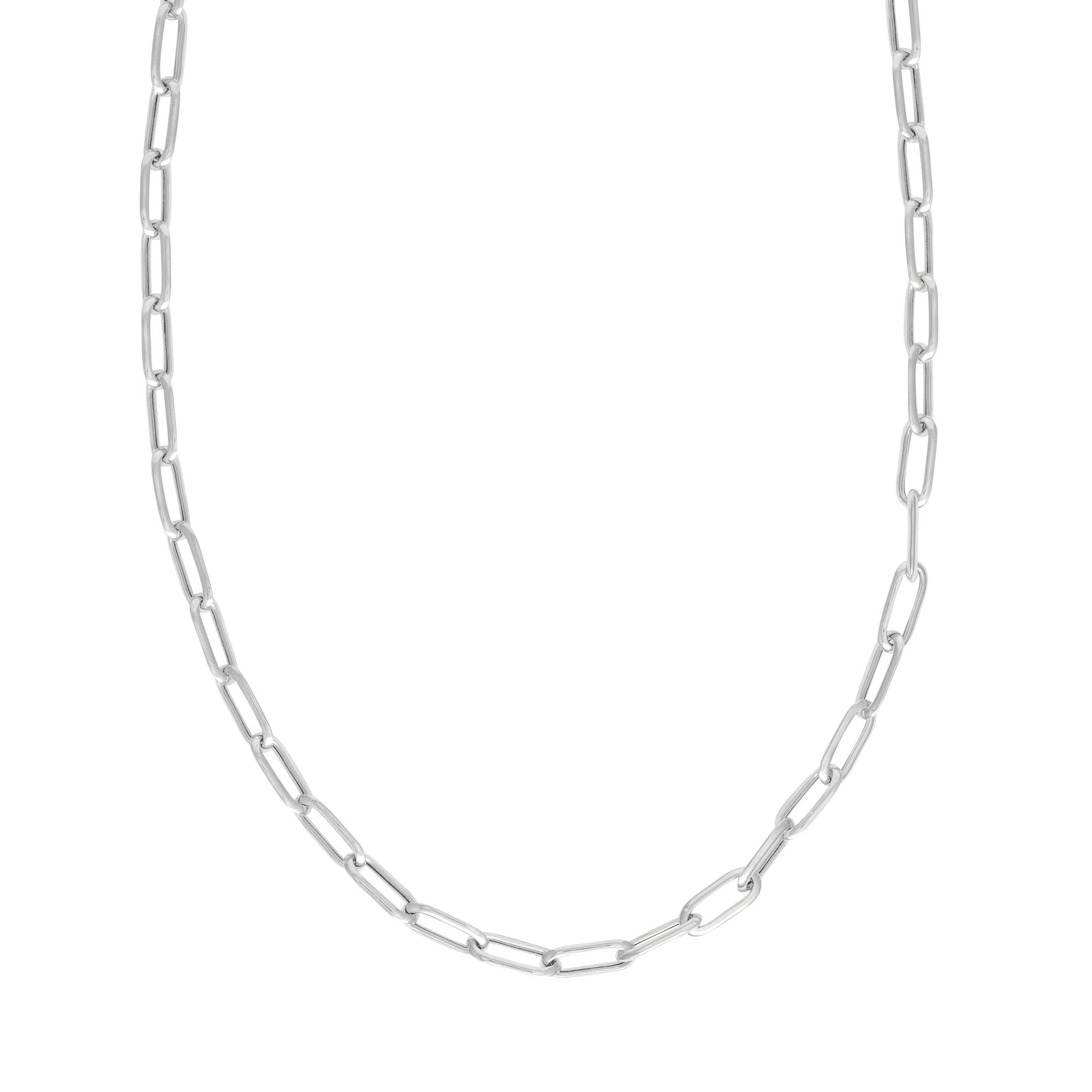 SILVER LONG LINK CHAIN NECKLACE