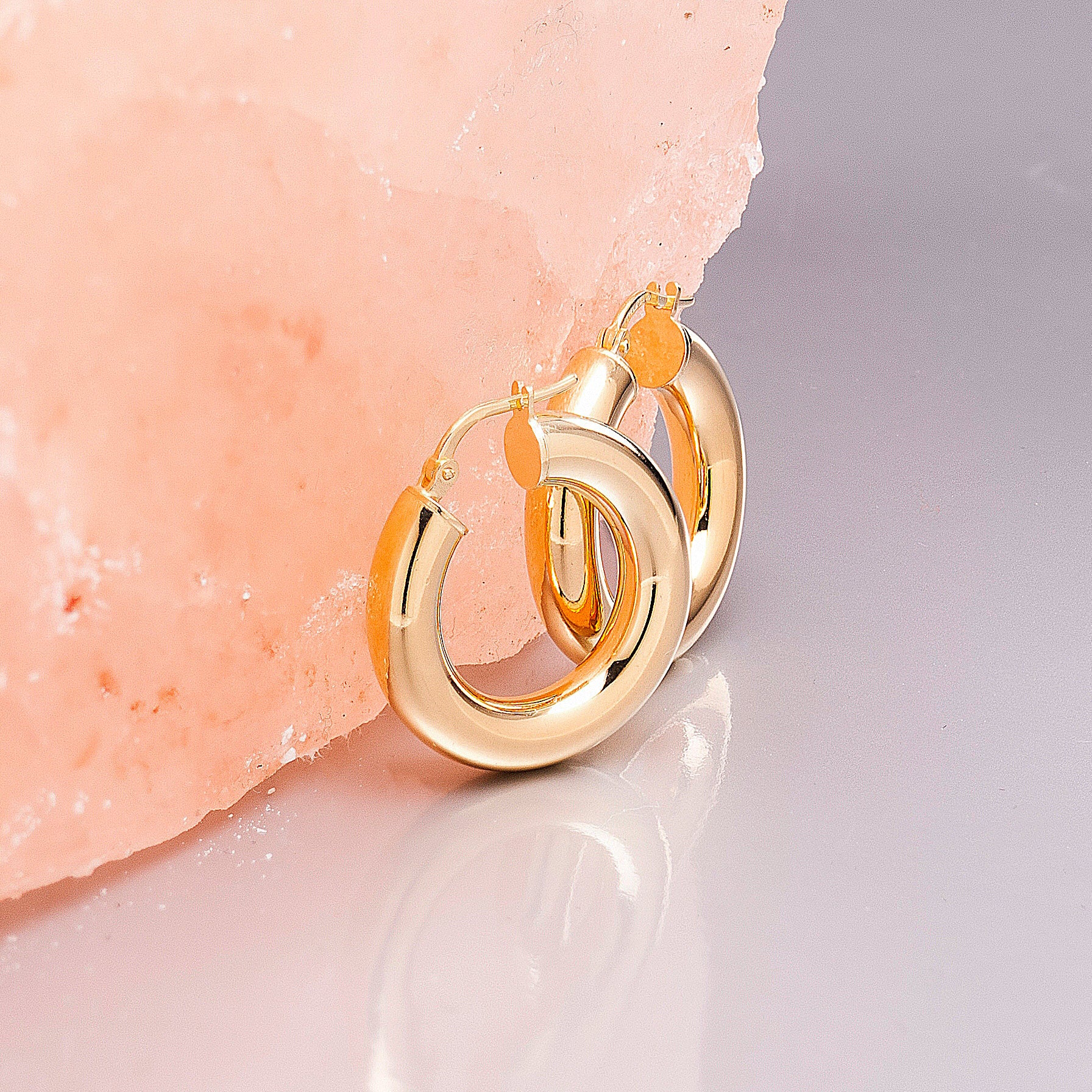 THICK GOLD HOOP EARRINGS