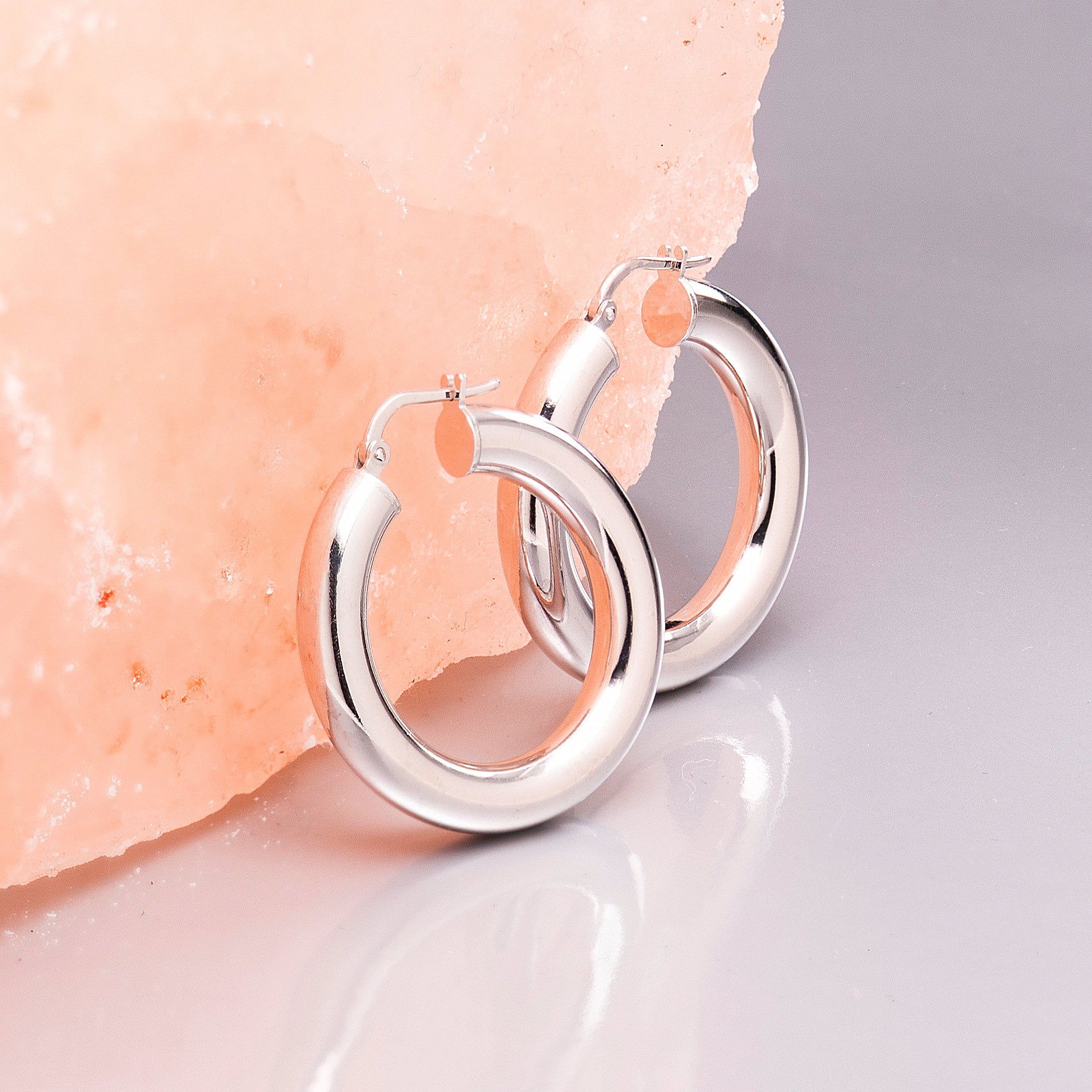 THICK SILVER HOOP EARRINGS
