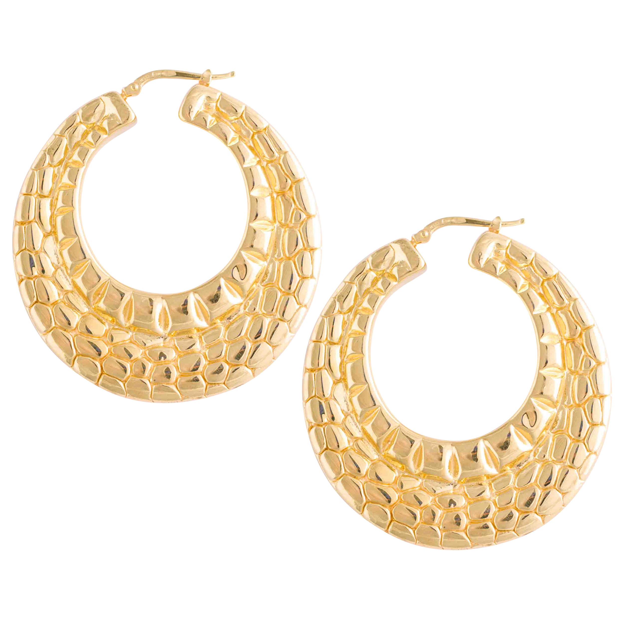 LARGE SNAKE SKIN GOLD HOOP EARRINGS