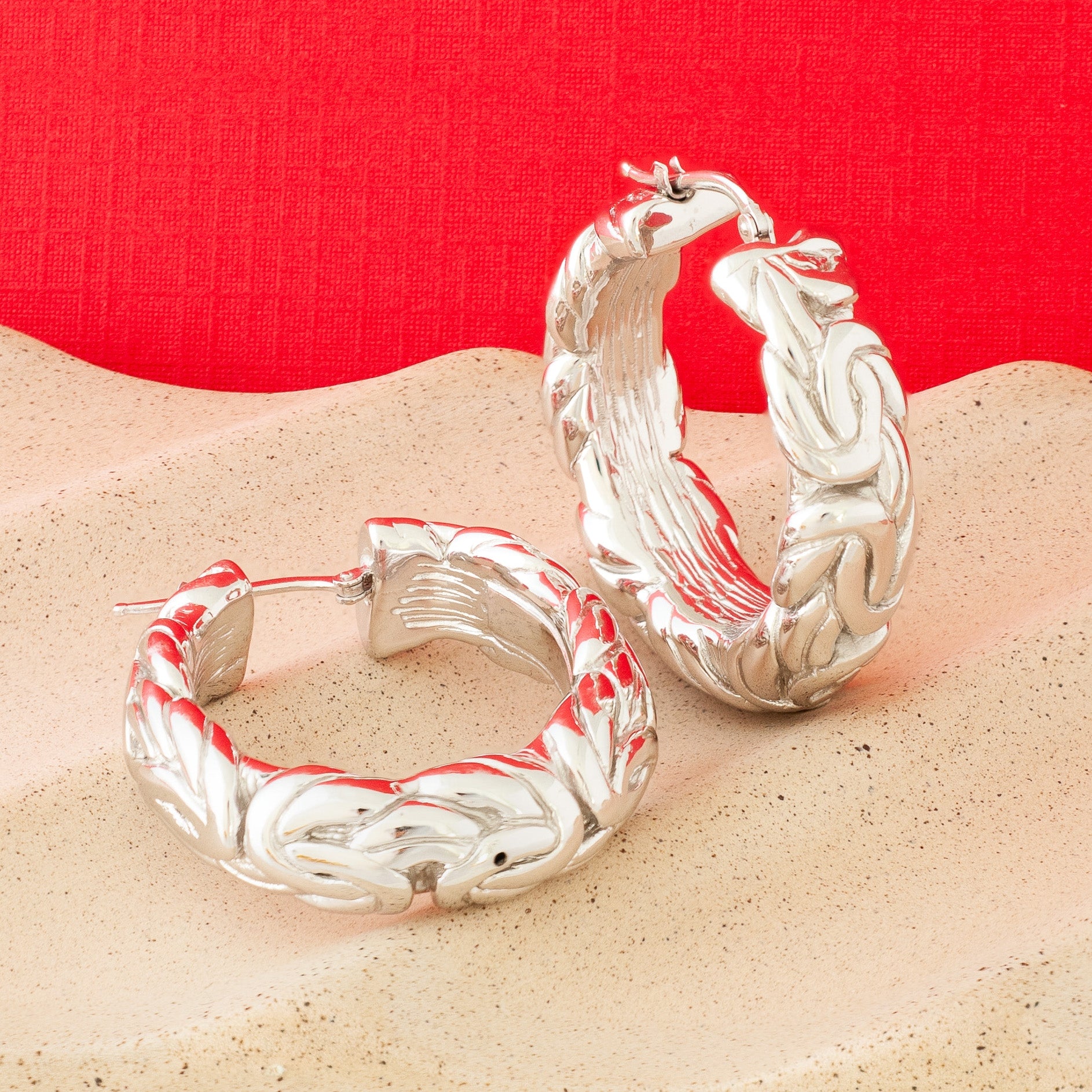 SILVER BYZANTINE HOOP EARRINGS