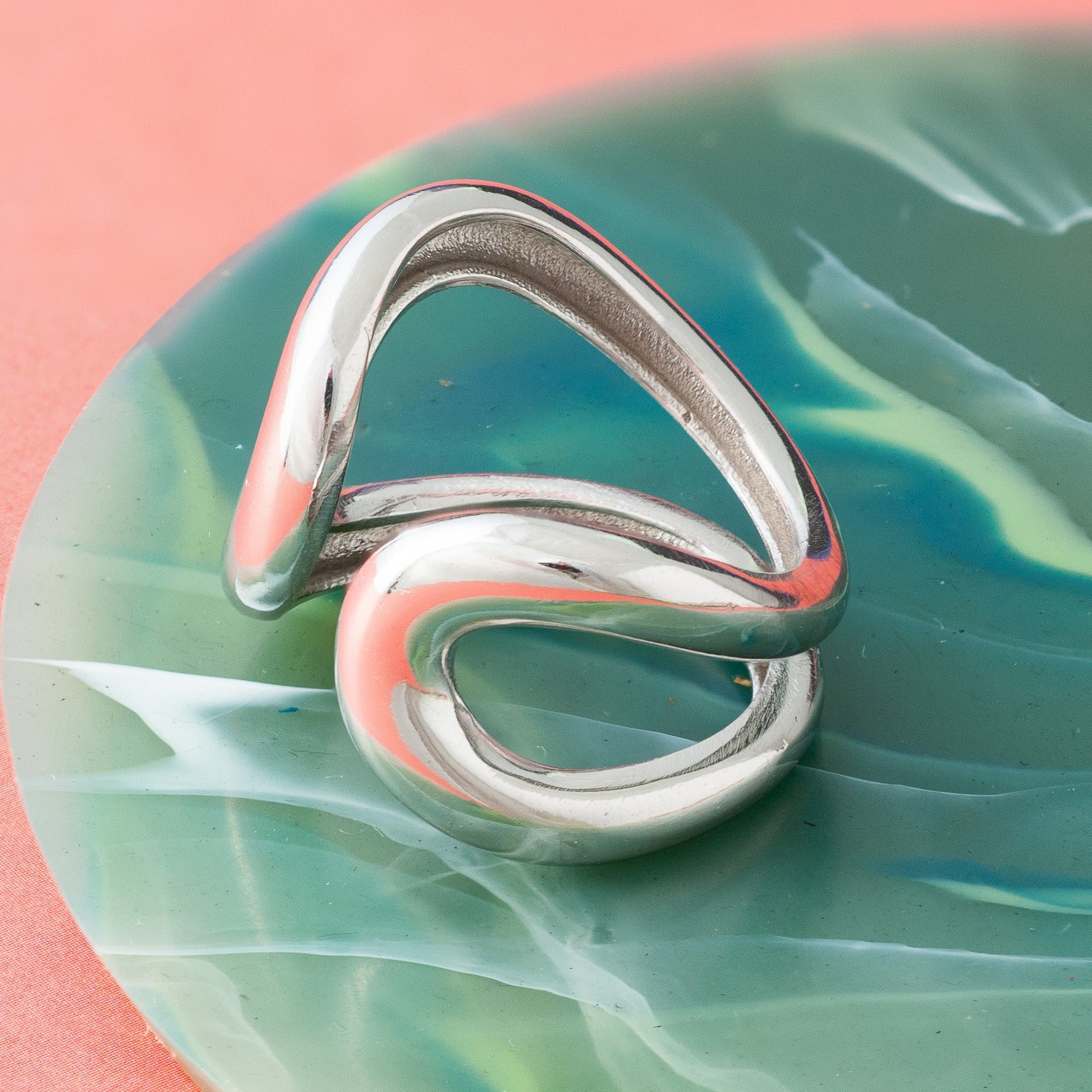 SILVER CHUNKY DOUBLE LOOP RING
