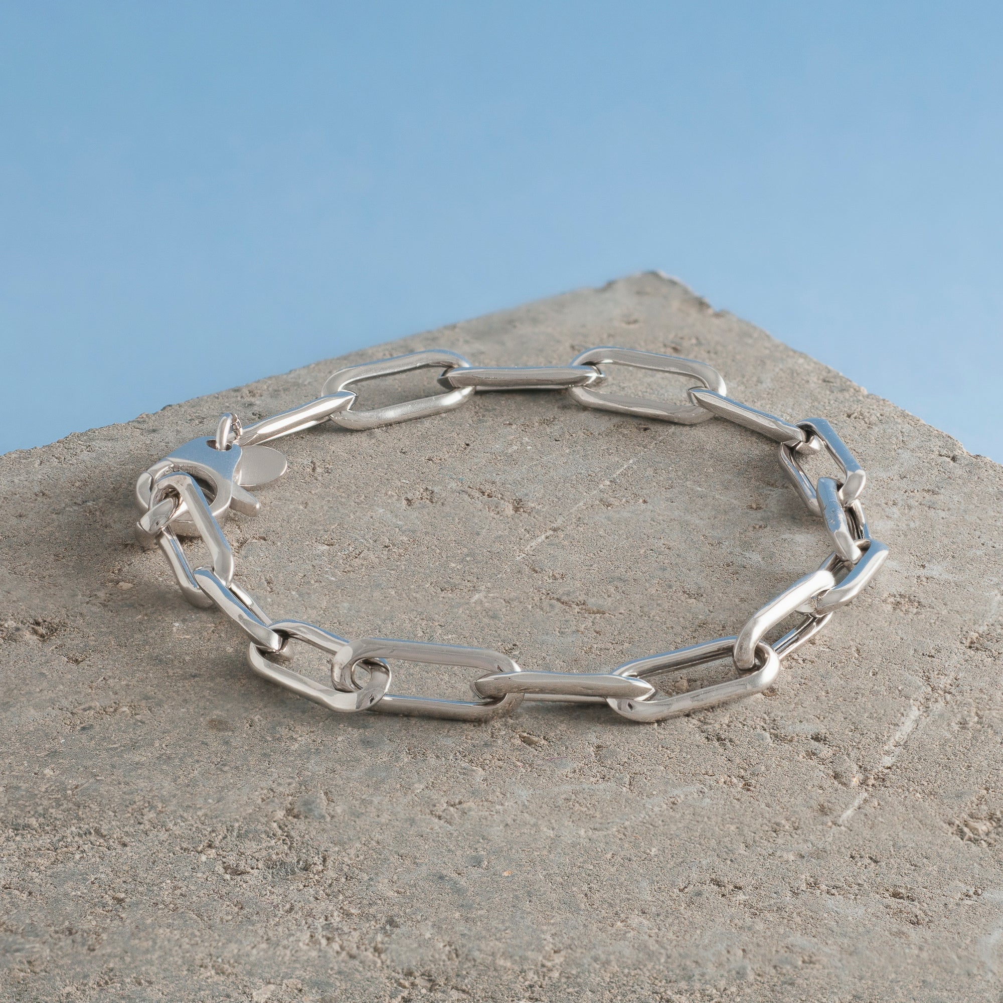 SILVER LONG LINK CHAIN BRACELET