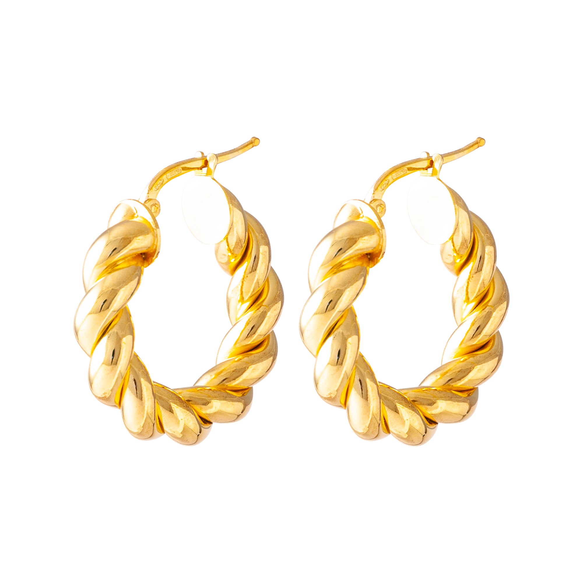 THICK GOLD SPIRAL HOOP EARRINGS