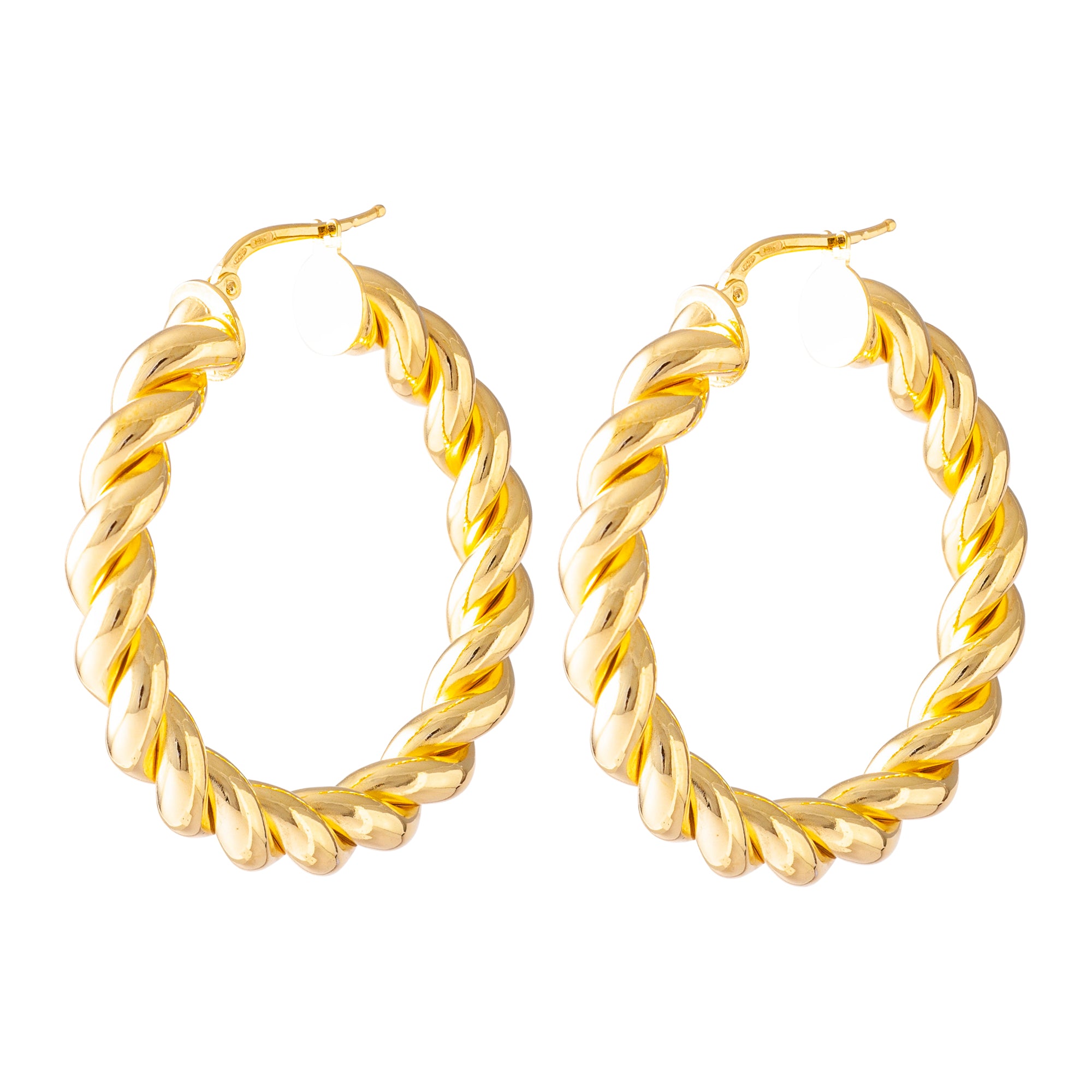 THICK GOLD SPIRAL HOOP EARRINGS