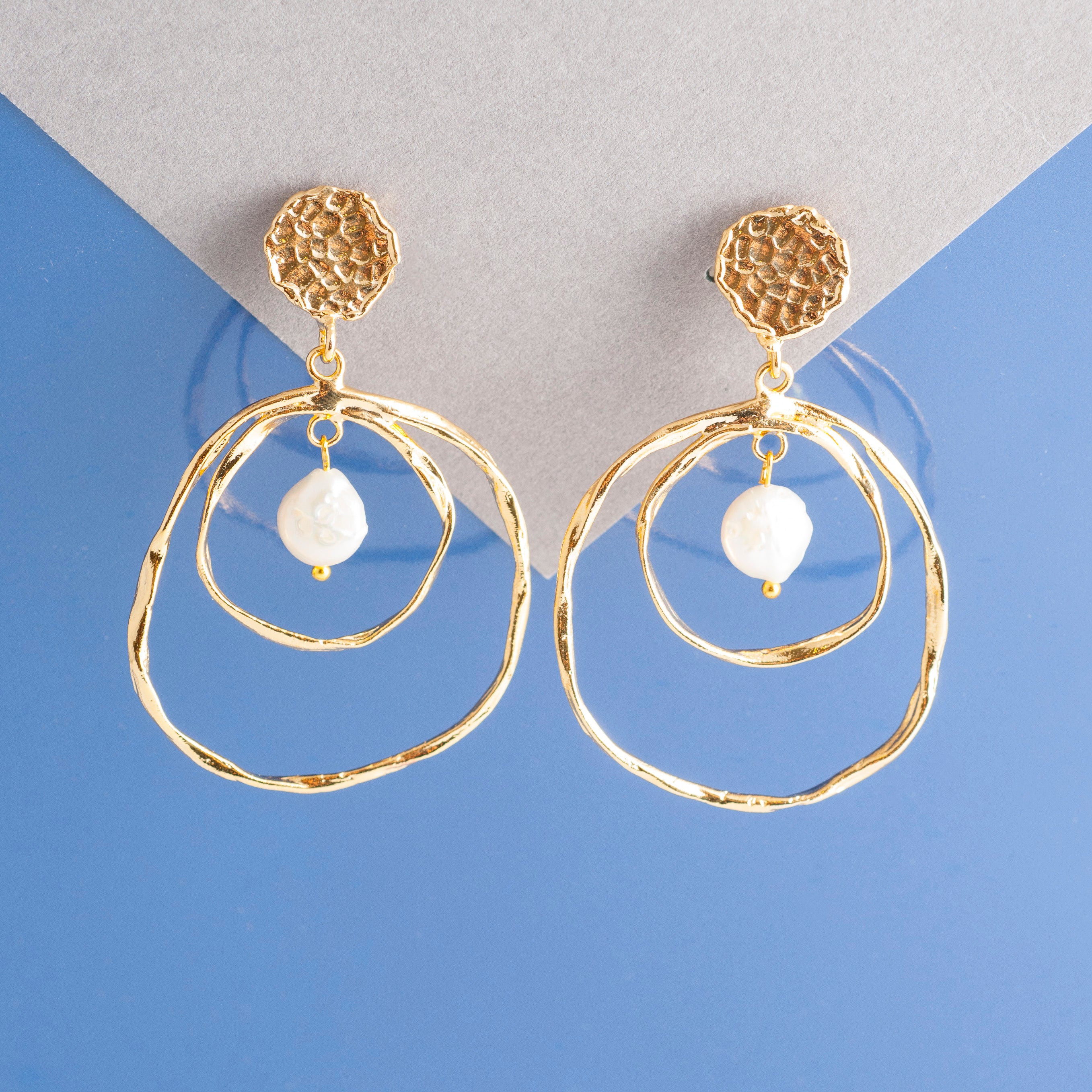 PEARL AND GOLD RING EARRINGS