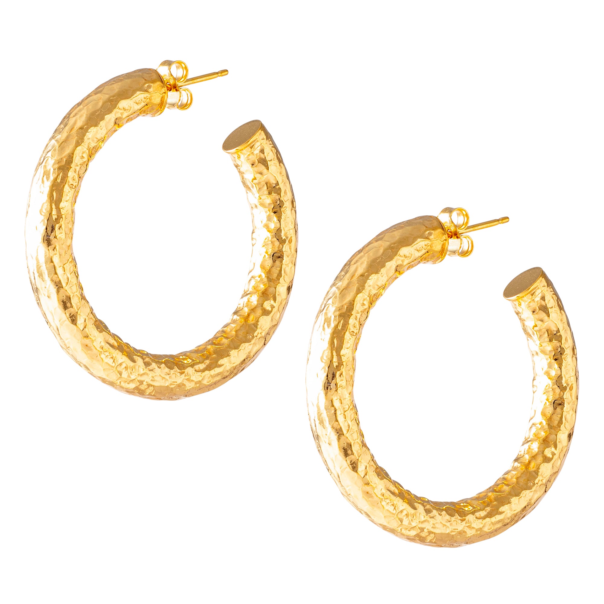 SMALL HAMMERED GOLD HOOP EARRINGS