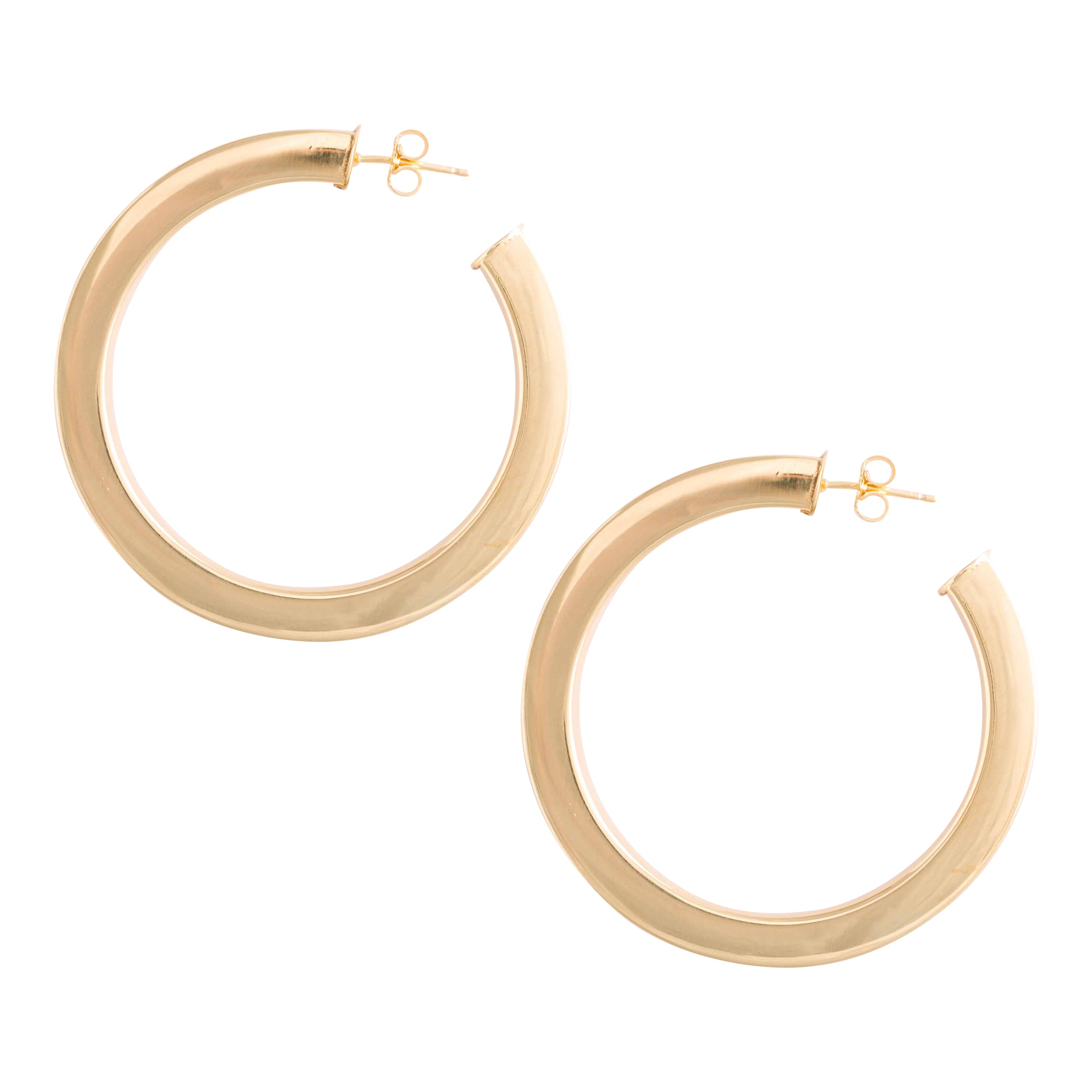 LARGE SQUARE EDGE GOLD HOOP EARRINGS