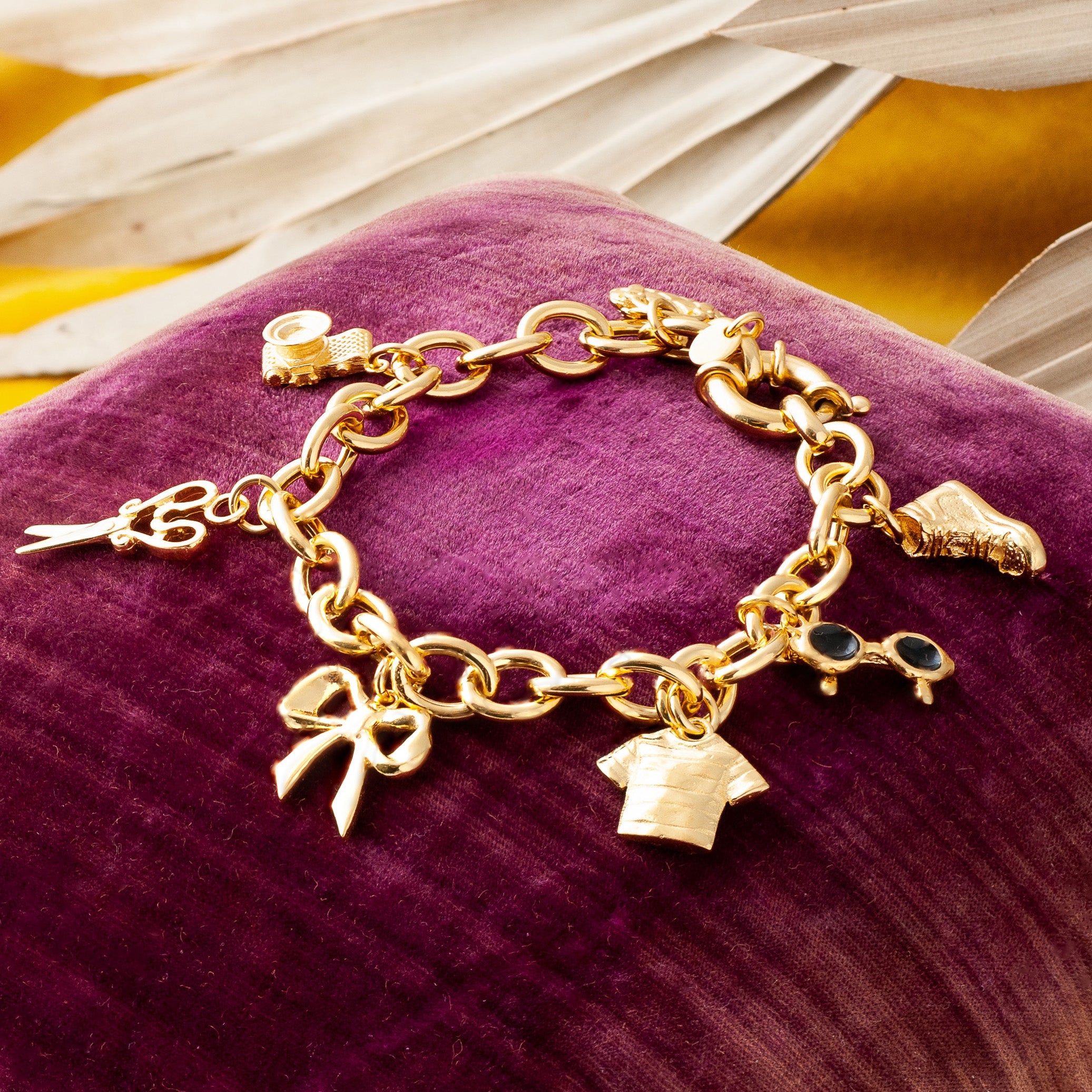 Italian made Gold plated silver charm bracelet