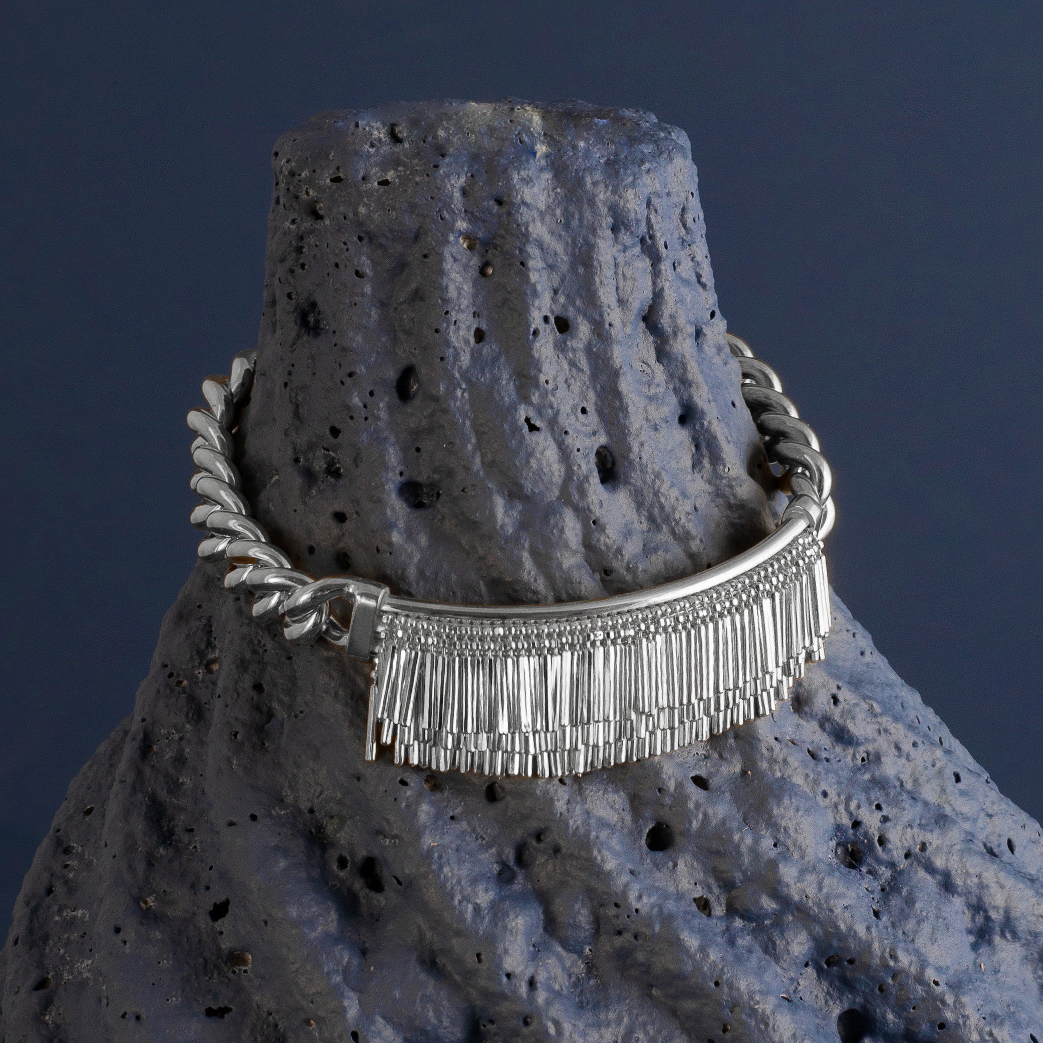 SILVER TASSEL AND CHAIN BRACELET
