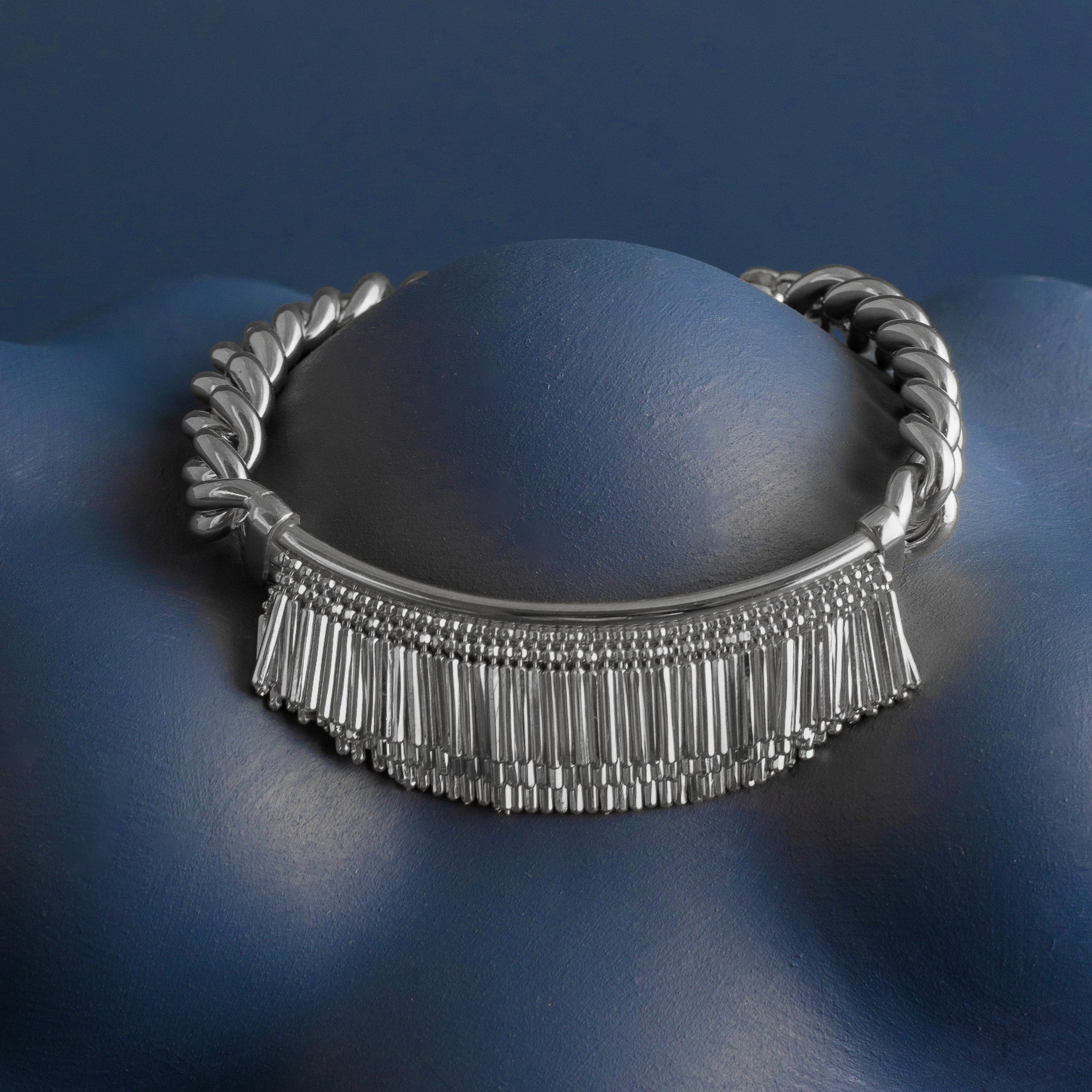 SILVER TASSEL AND CHAIN BRACELET