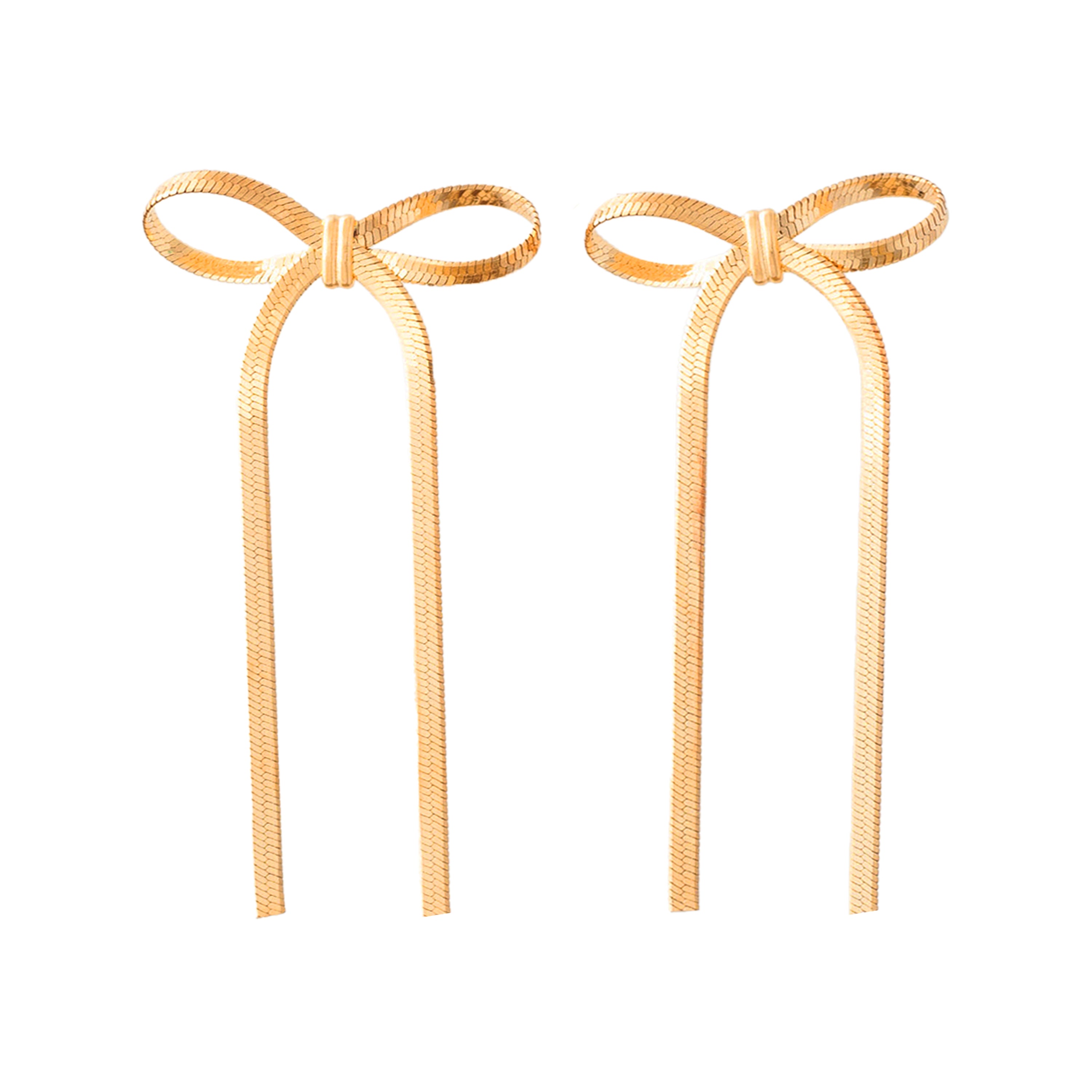 Gold Bow Chain Earrings