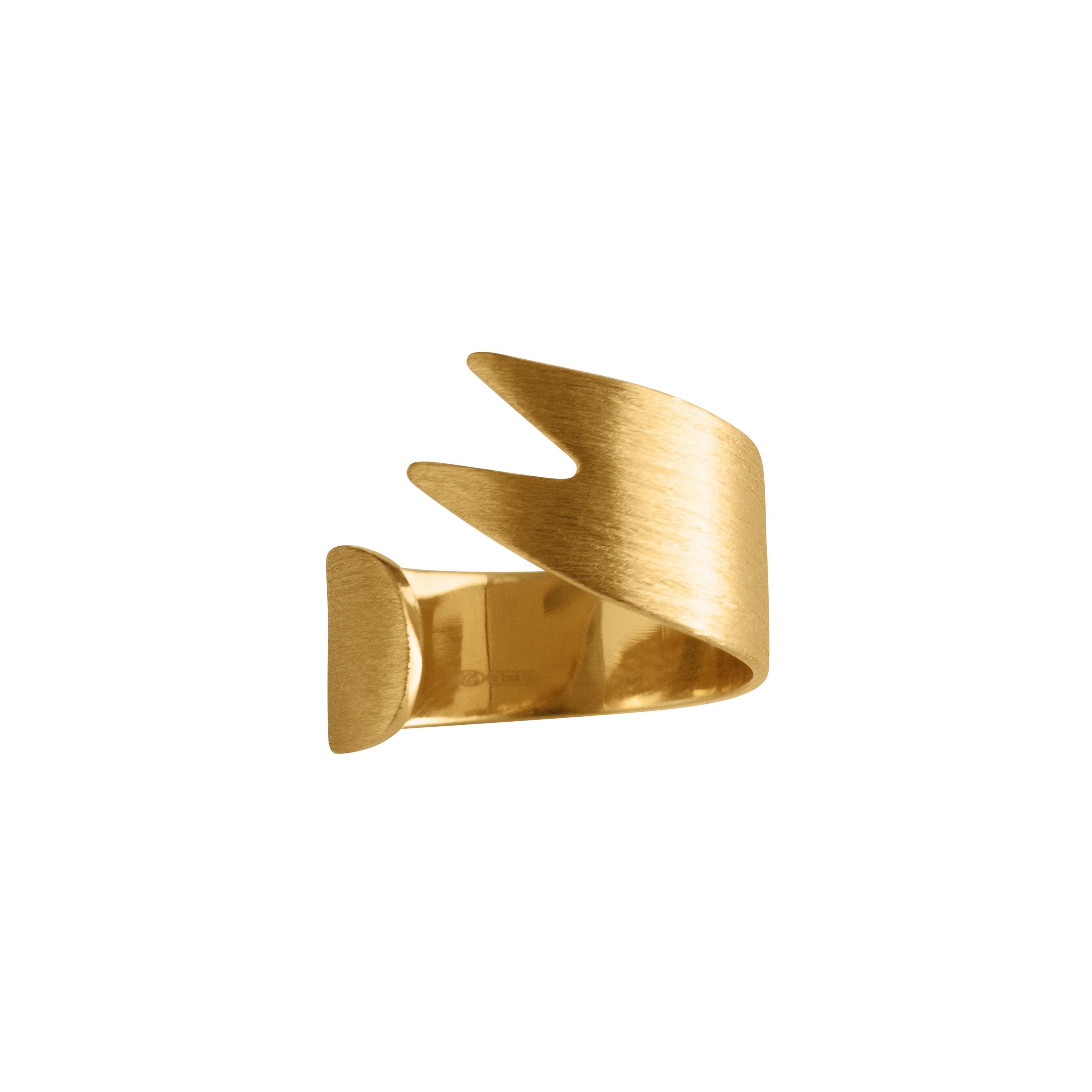 Loel Gold Chip Fork ring on white