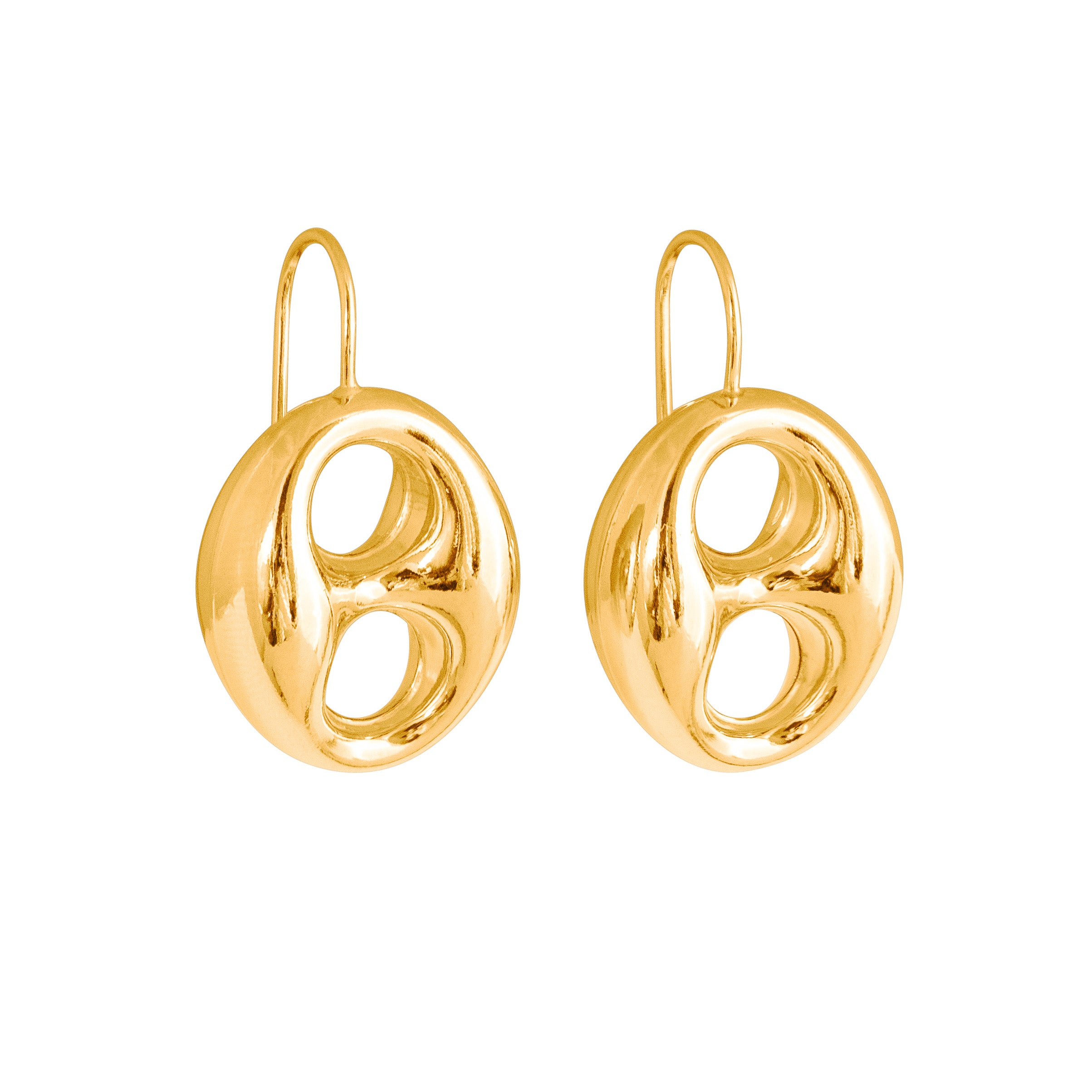 GOLD ANCHOR MARINER LINK CROP EARRINGS ON WHITE