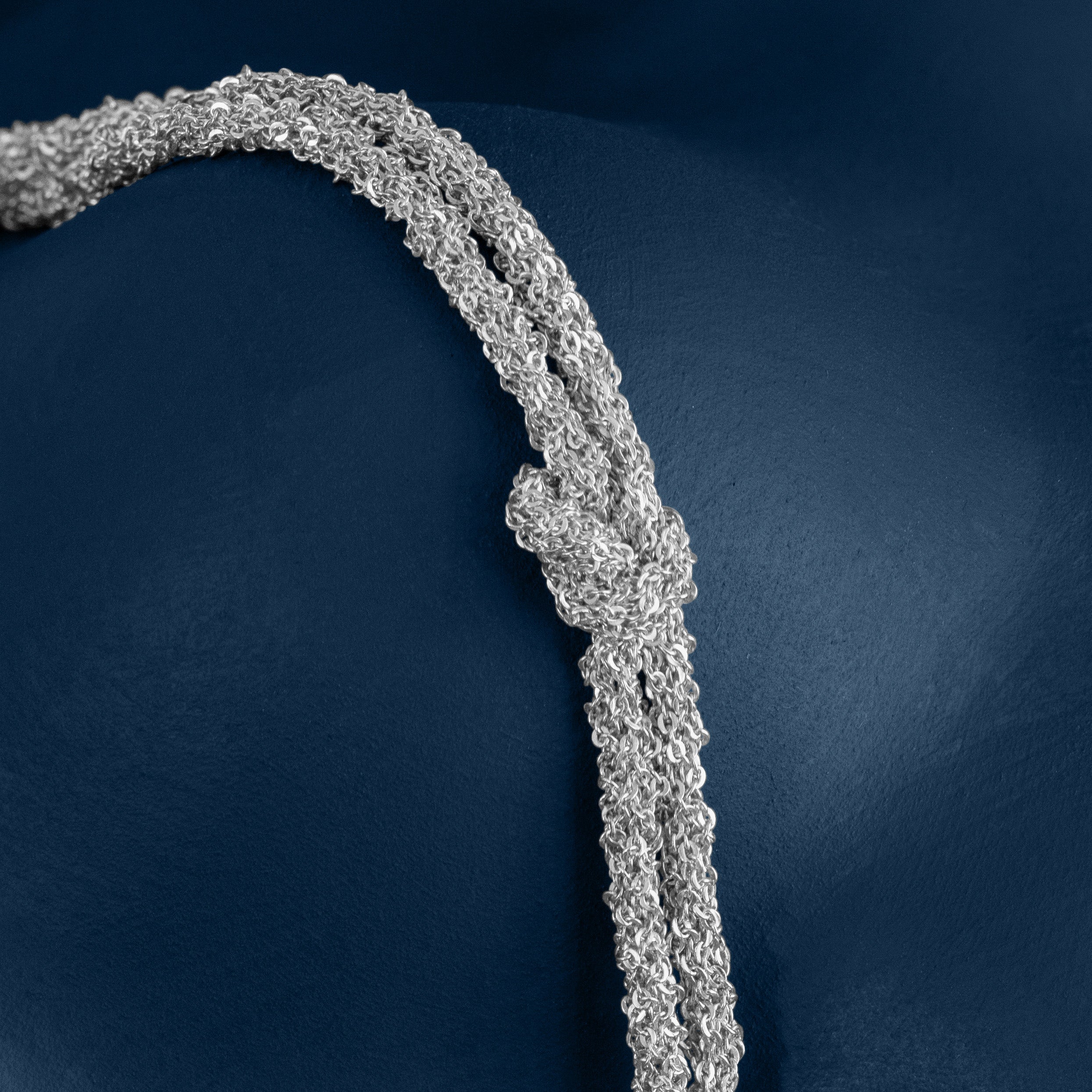 Loel Close up of Silver Thread Double Knot Bracelet