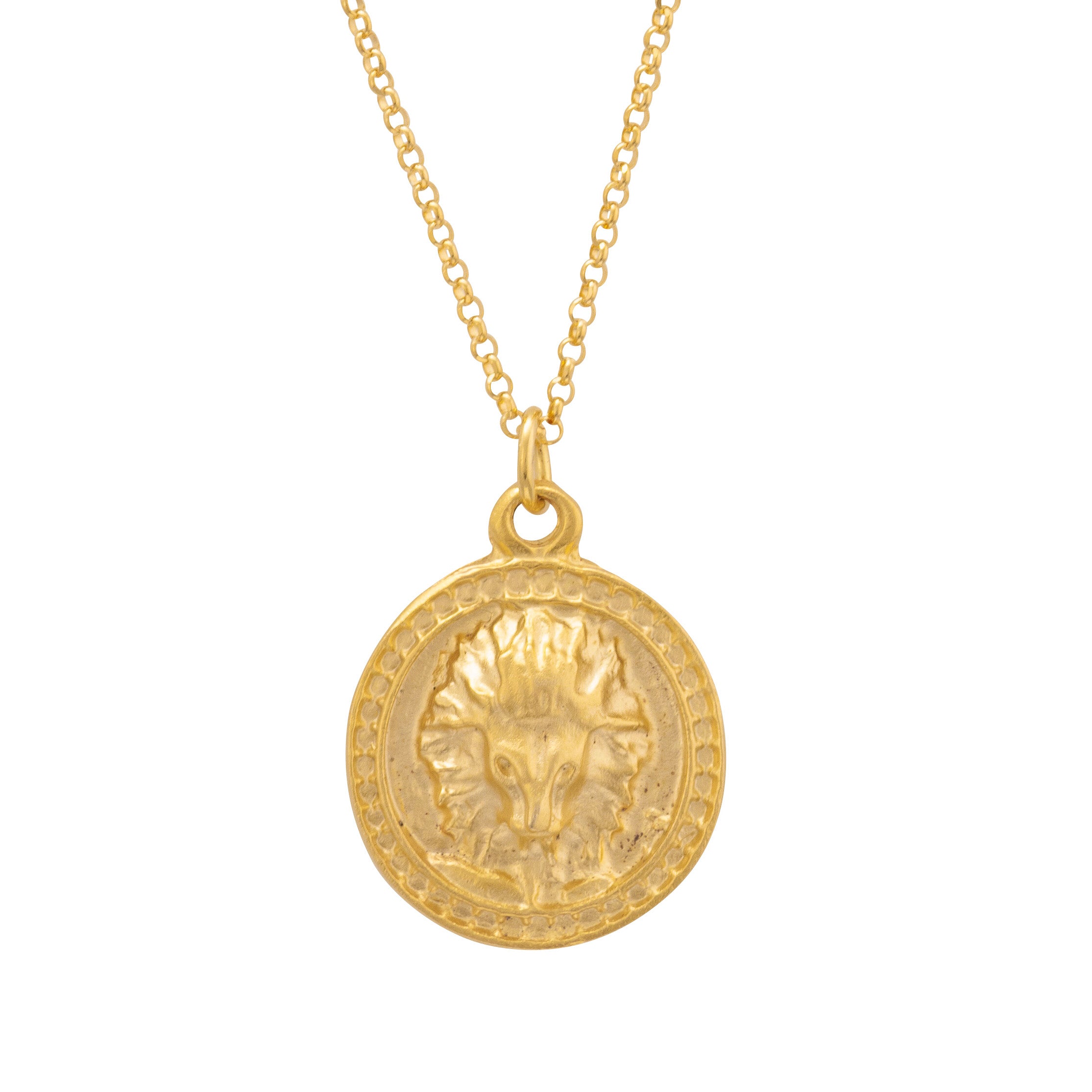 Gold Lion Head Pendant Medallion