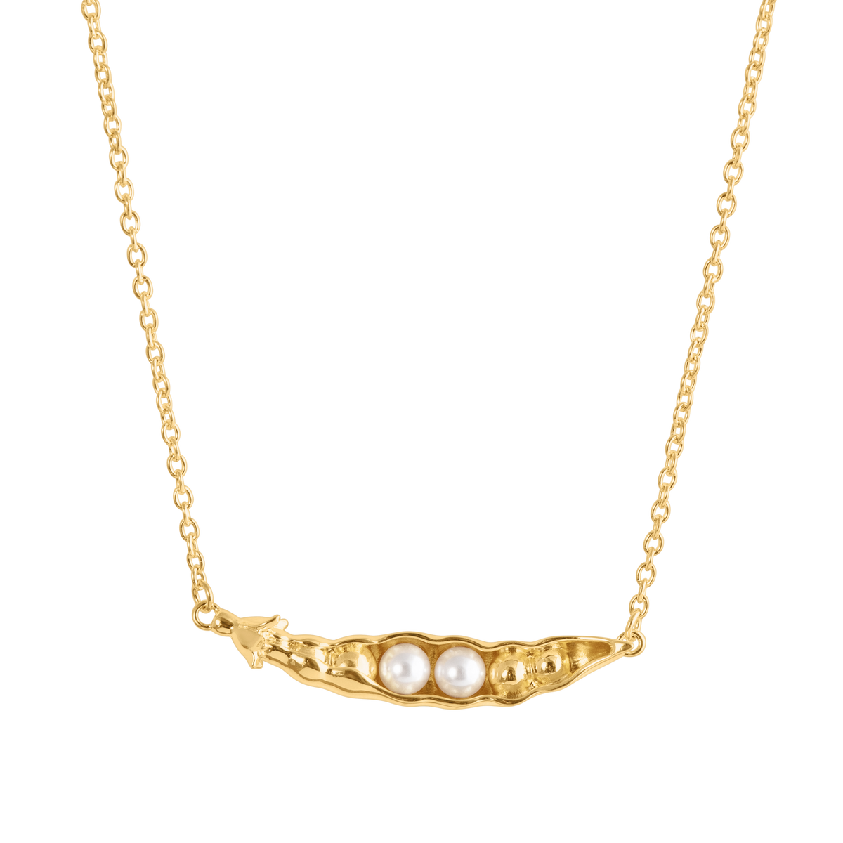 Loel x Minnie Mae Gold Peas in a Pod Pendant on white front