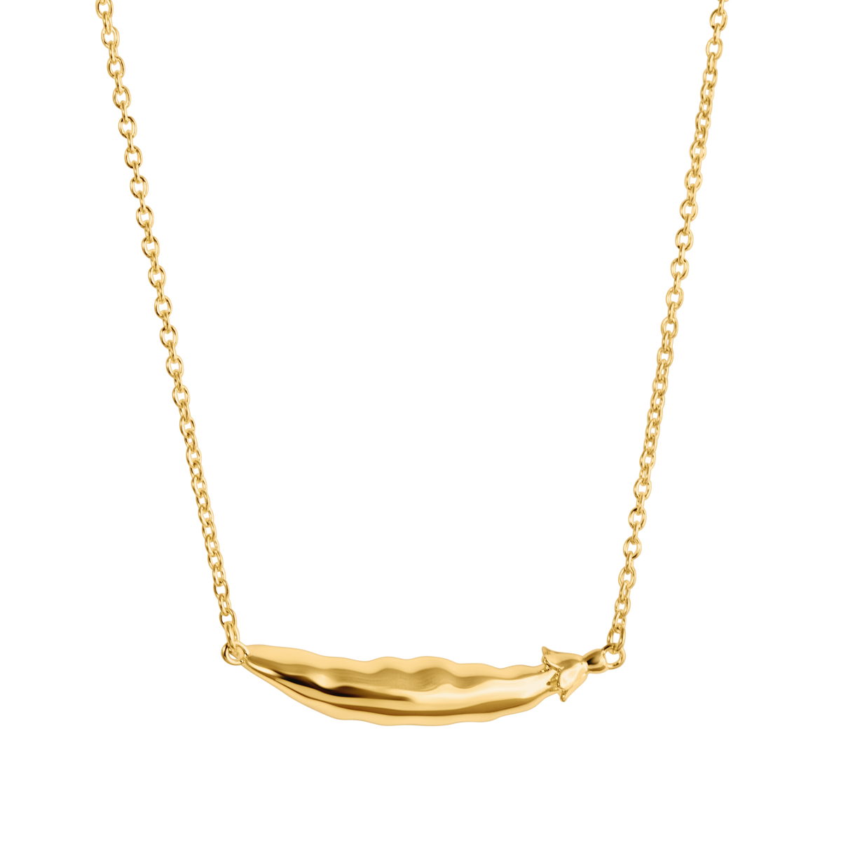Loel x Minnie Mae Gold Peas in a Pod Pendant on white back