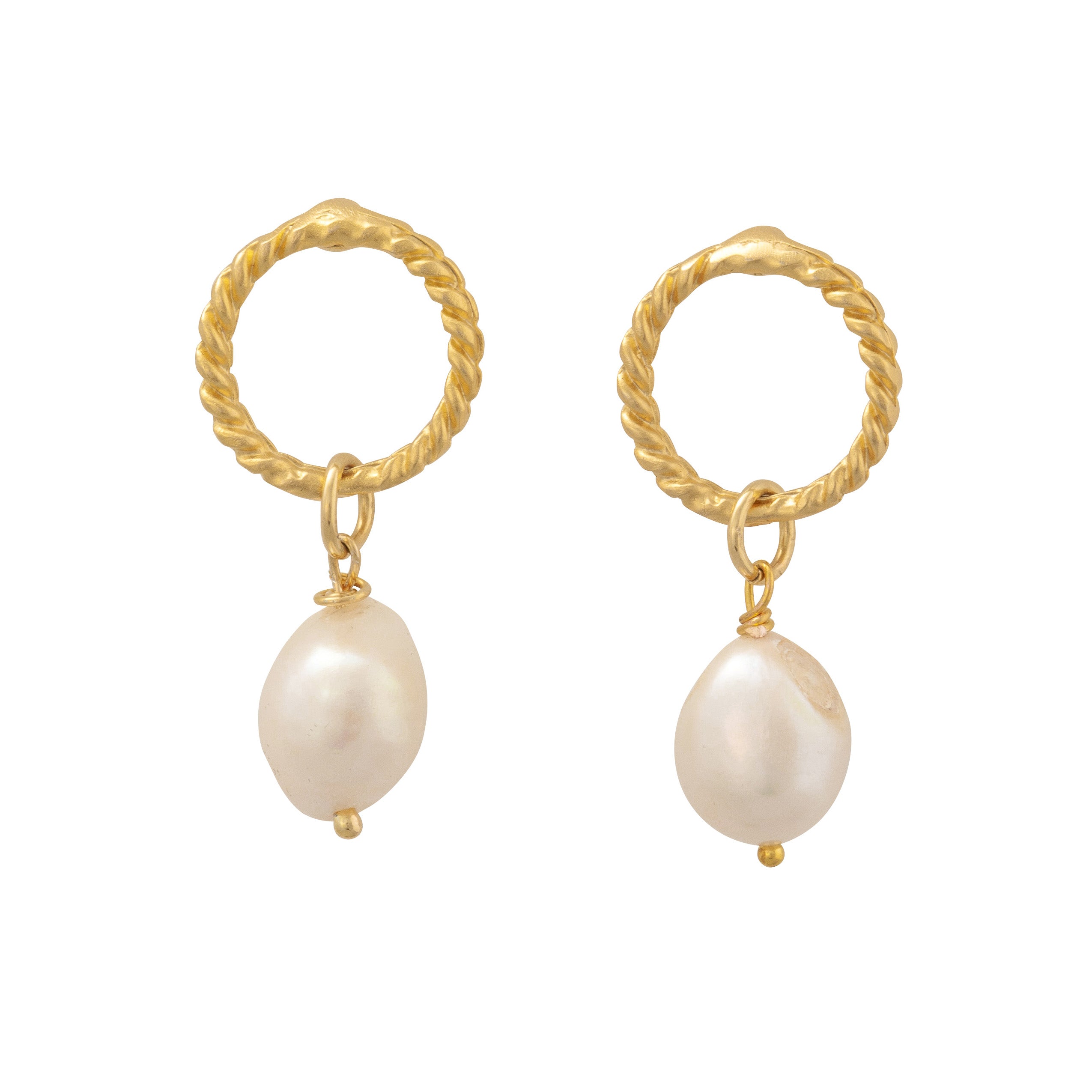 Cultured pearl Drop earrings with Gold Hoops