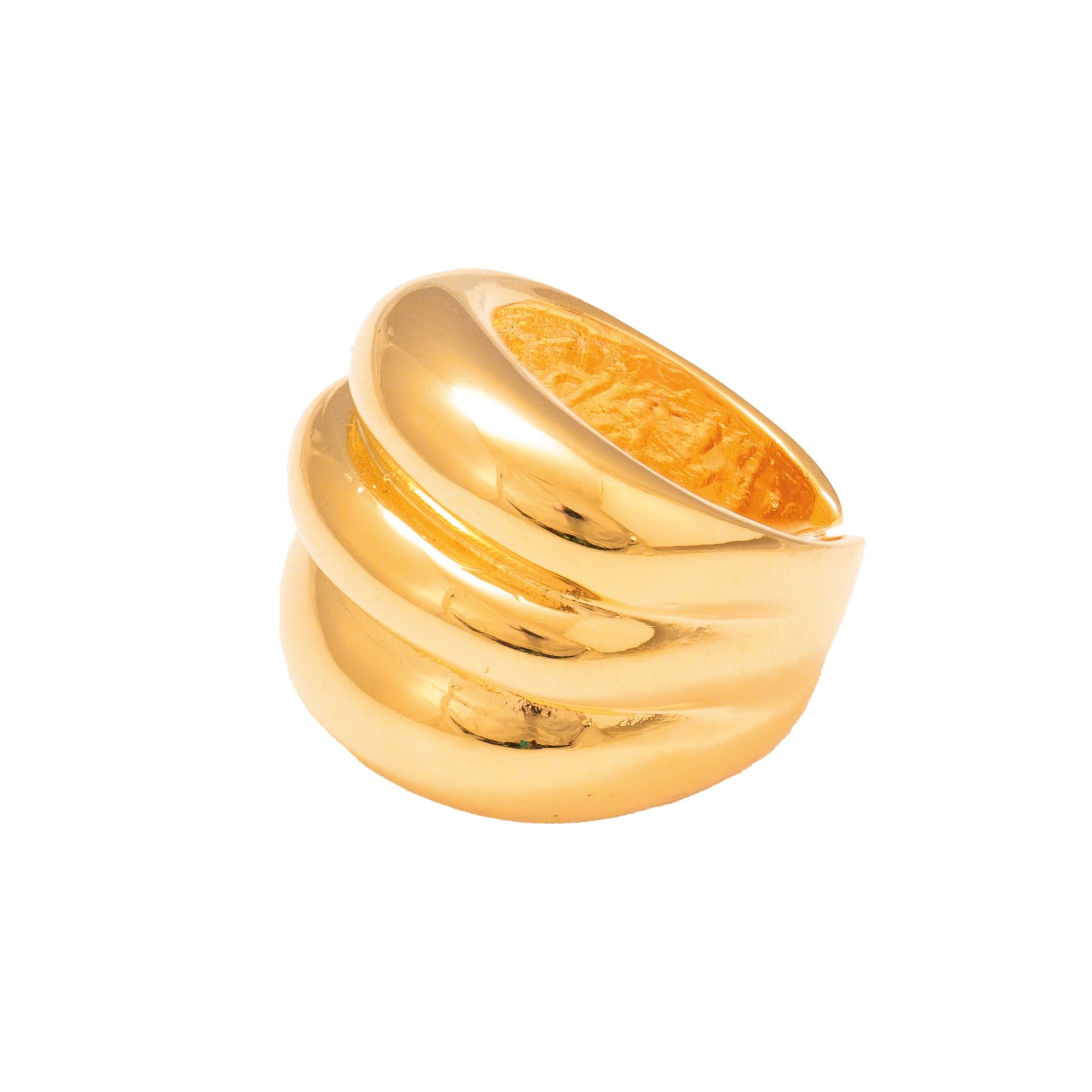 CHUNKY GOLD RIPPLE RING