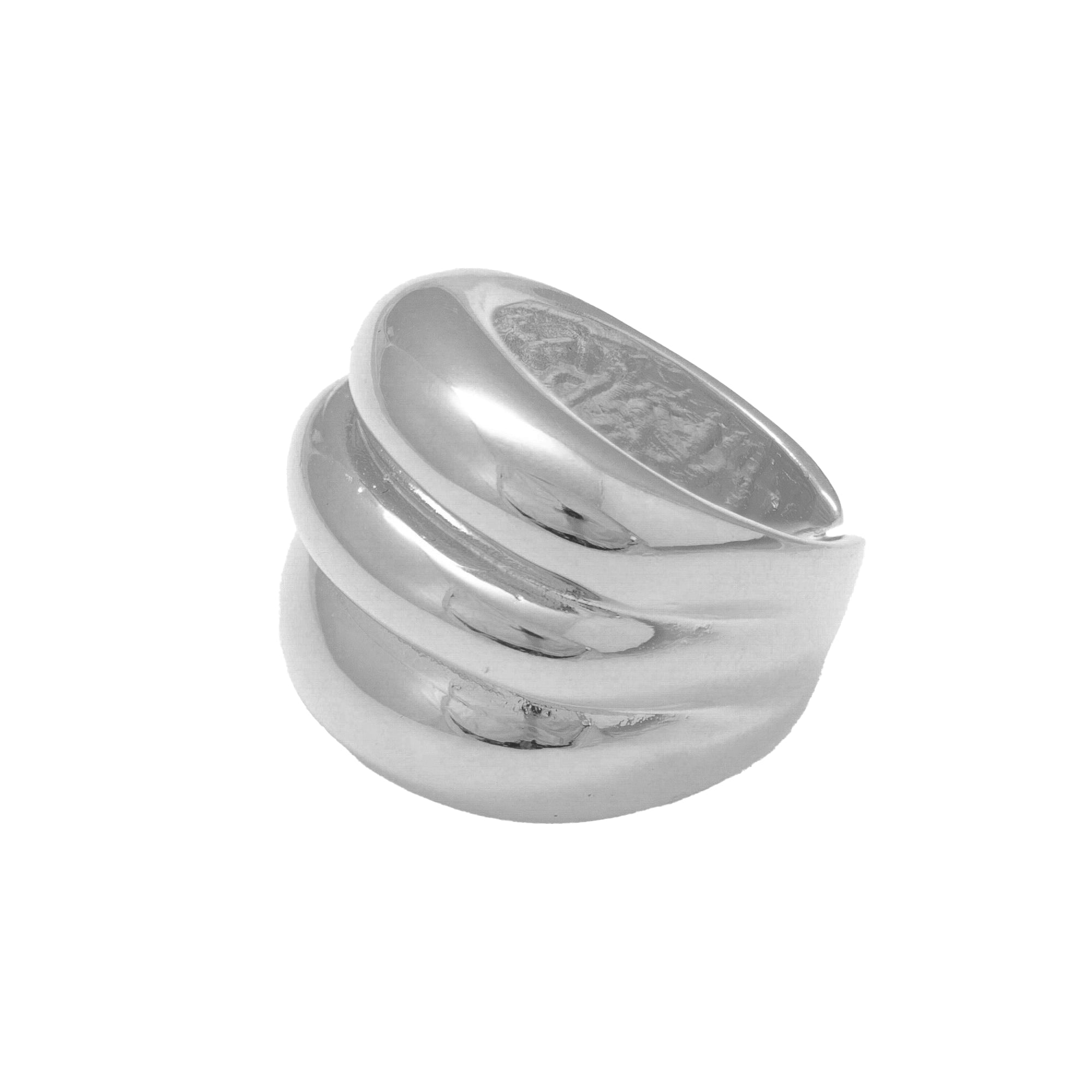 CHUNKY SILVER RIPPLE RING