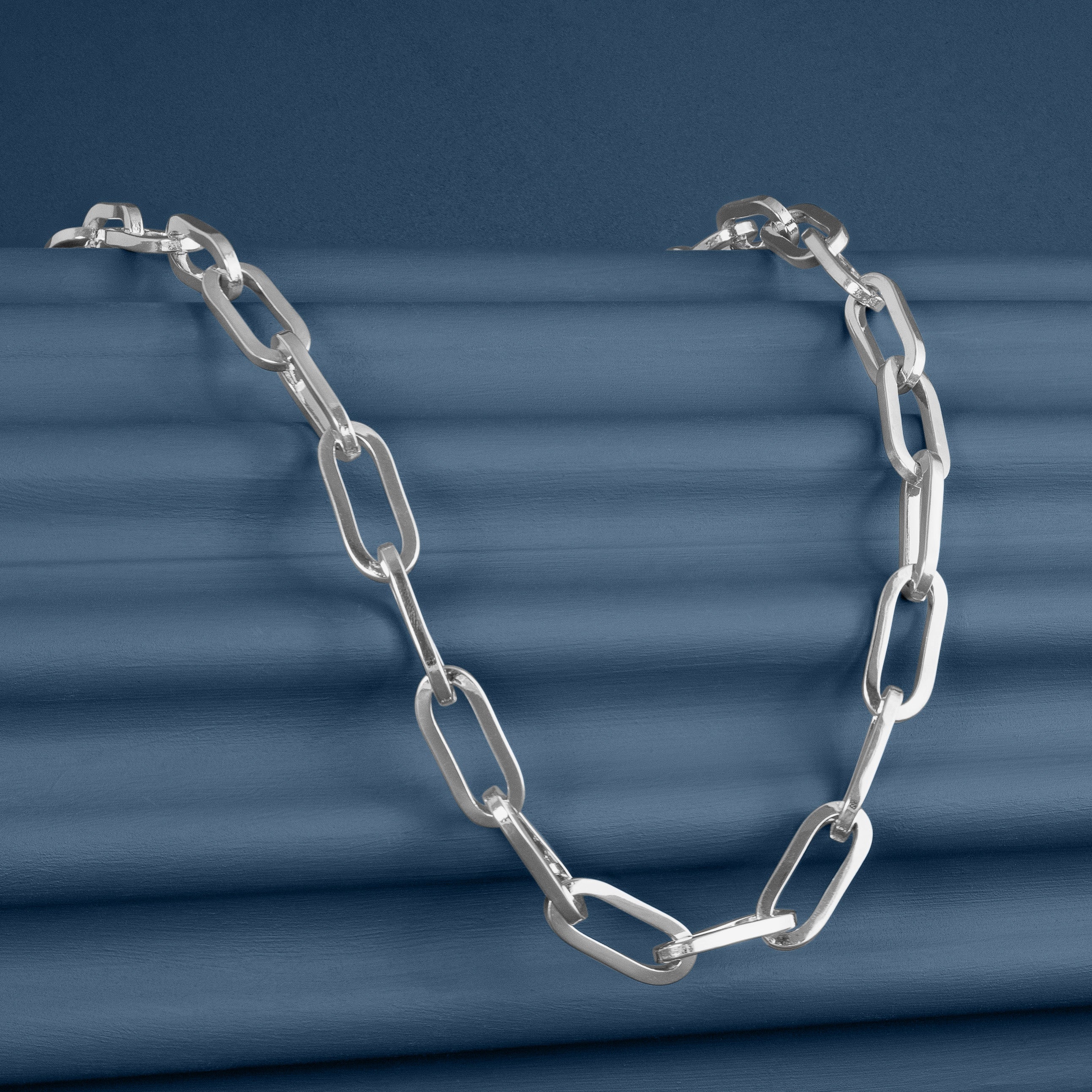 SILVER CHUNKY LONG LINK CHAIN NECKLACE
