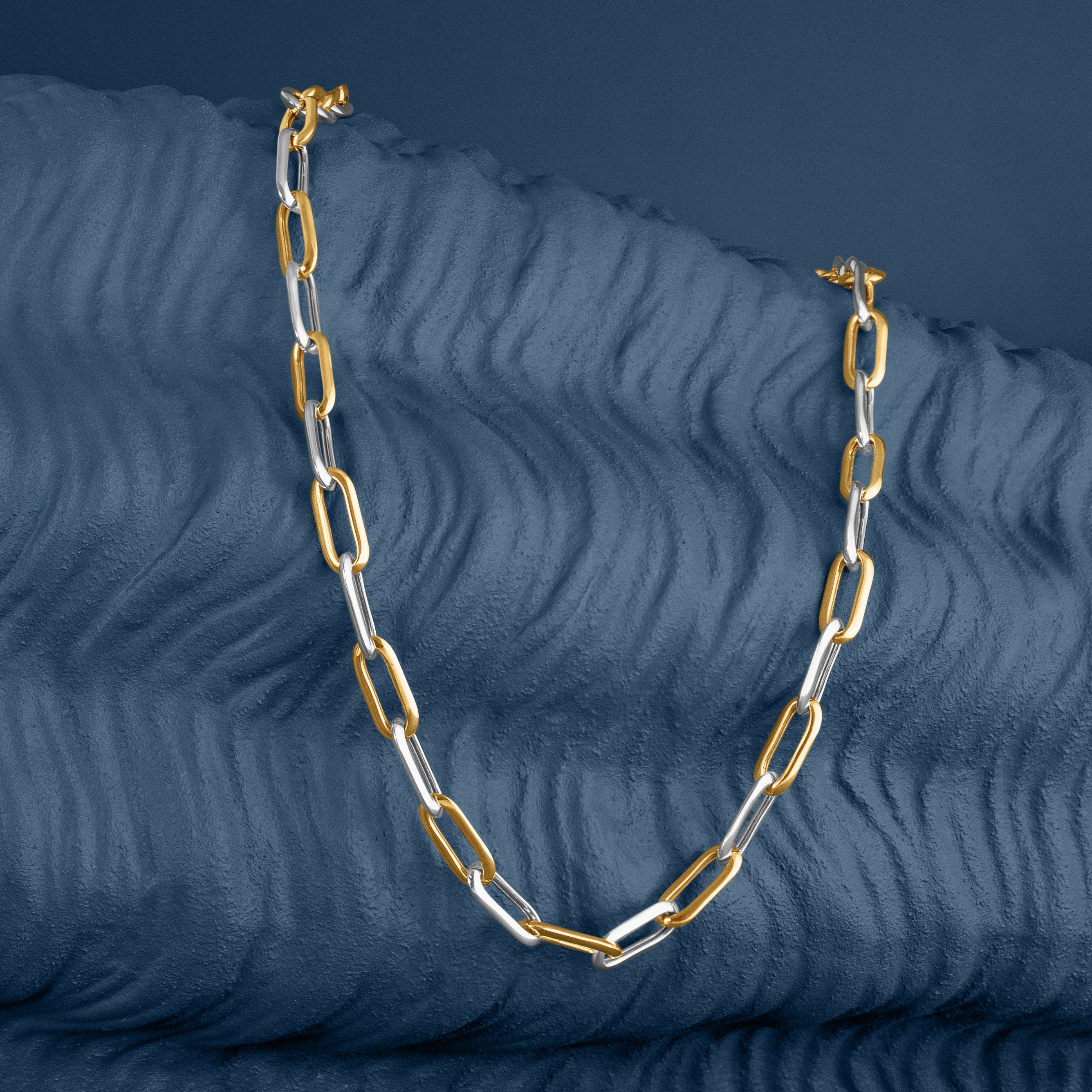 MIXED METAL LONG LINK CHAIN BRACELET