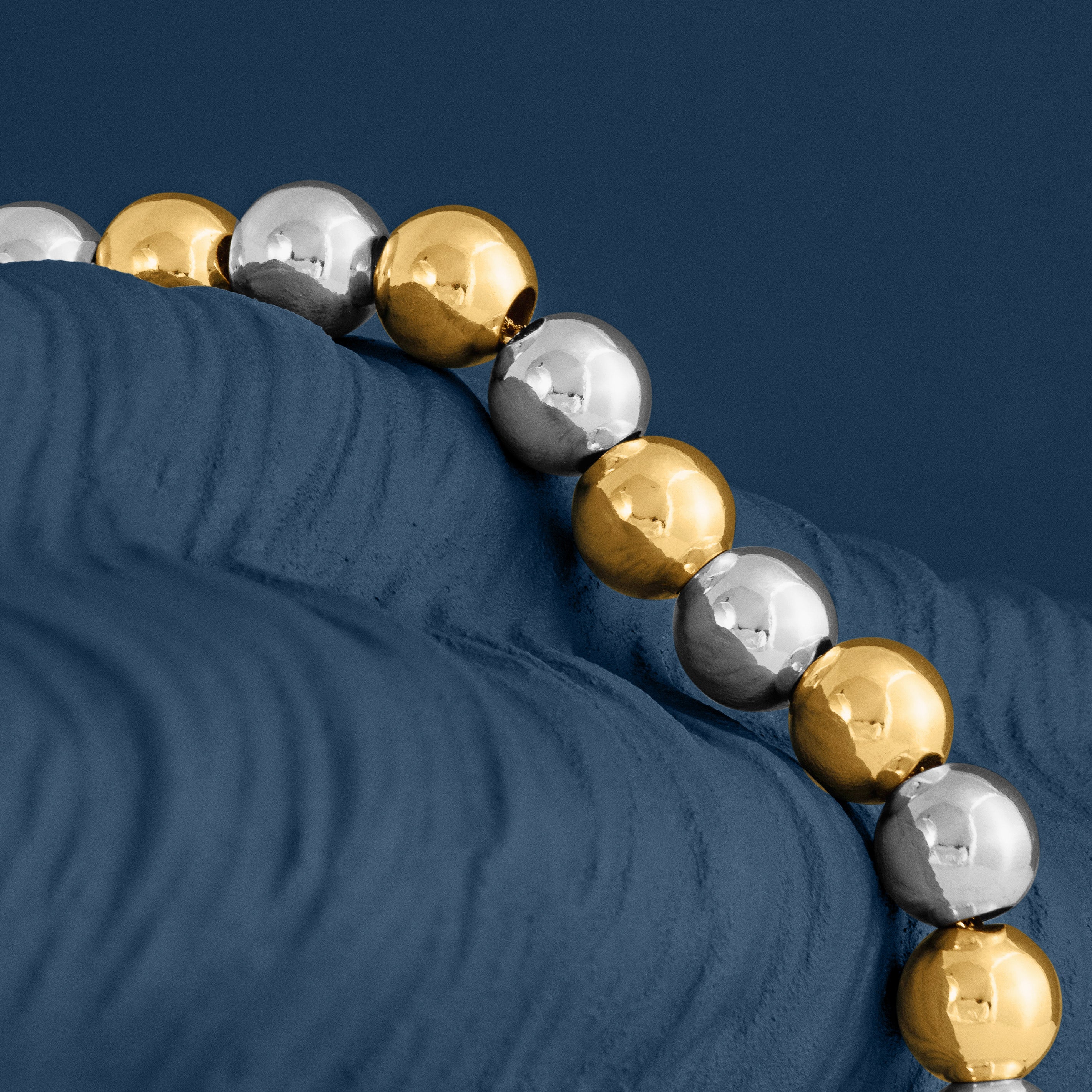 MIXED METAL LARGE POLISHED BALL NECKLACE