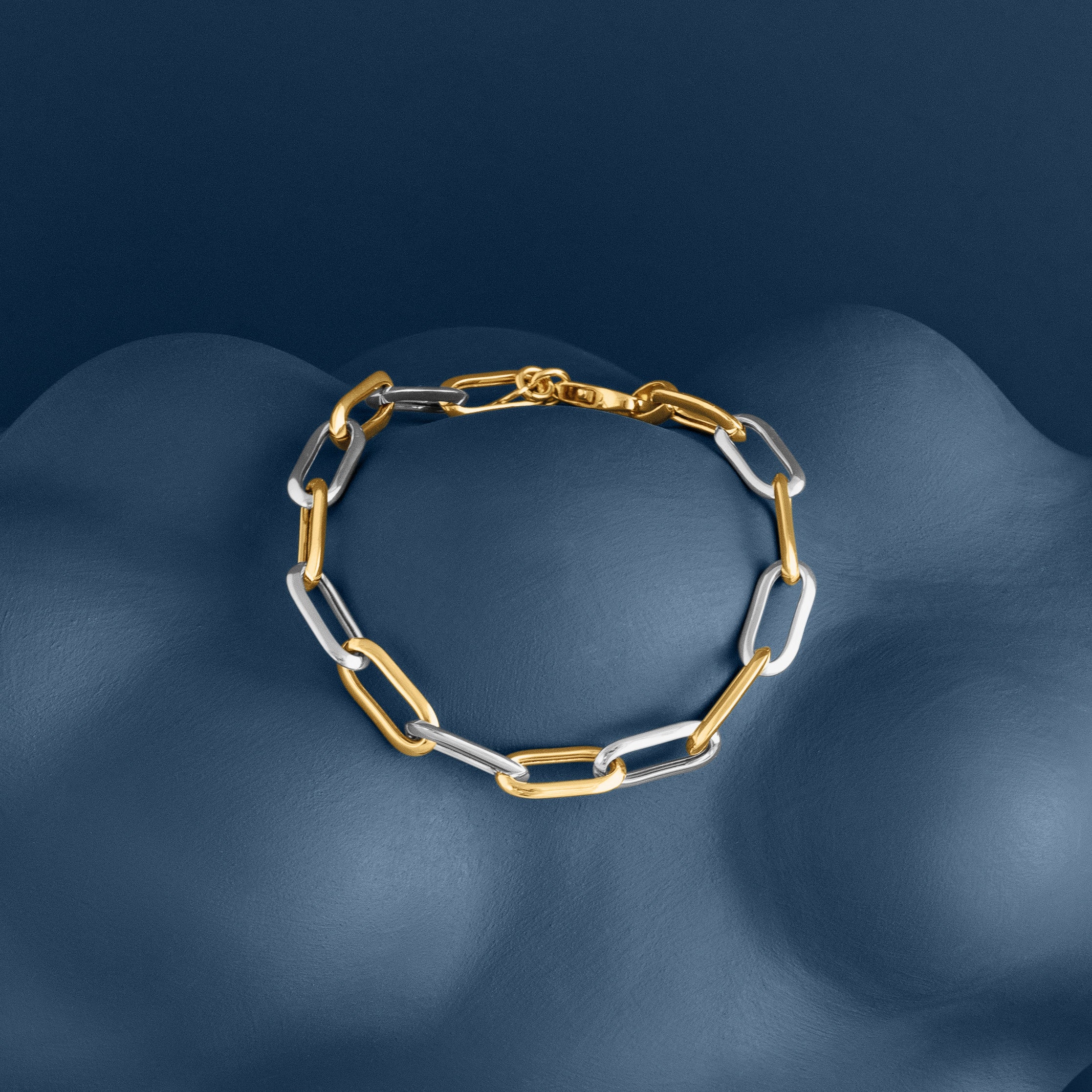 MIXED METAL LONG LINK CHAIN BRACELET