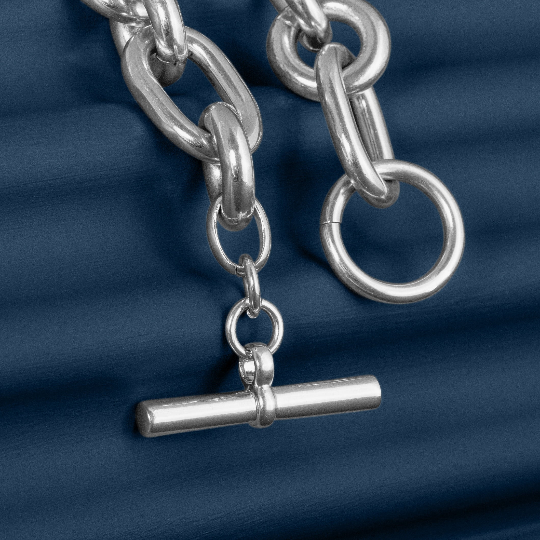 LARGE SILVER MIXED LINK CHAIN NECKLACE