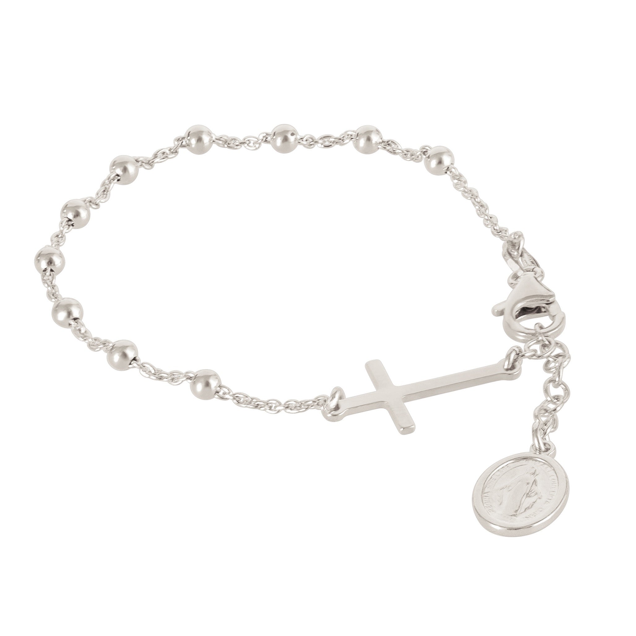 SILVER ROSARY BEAD BRACELET