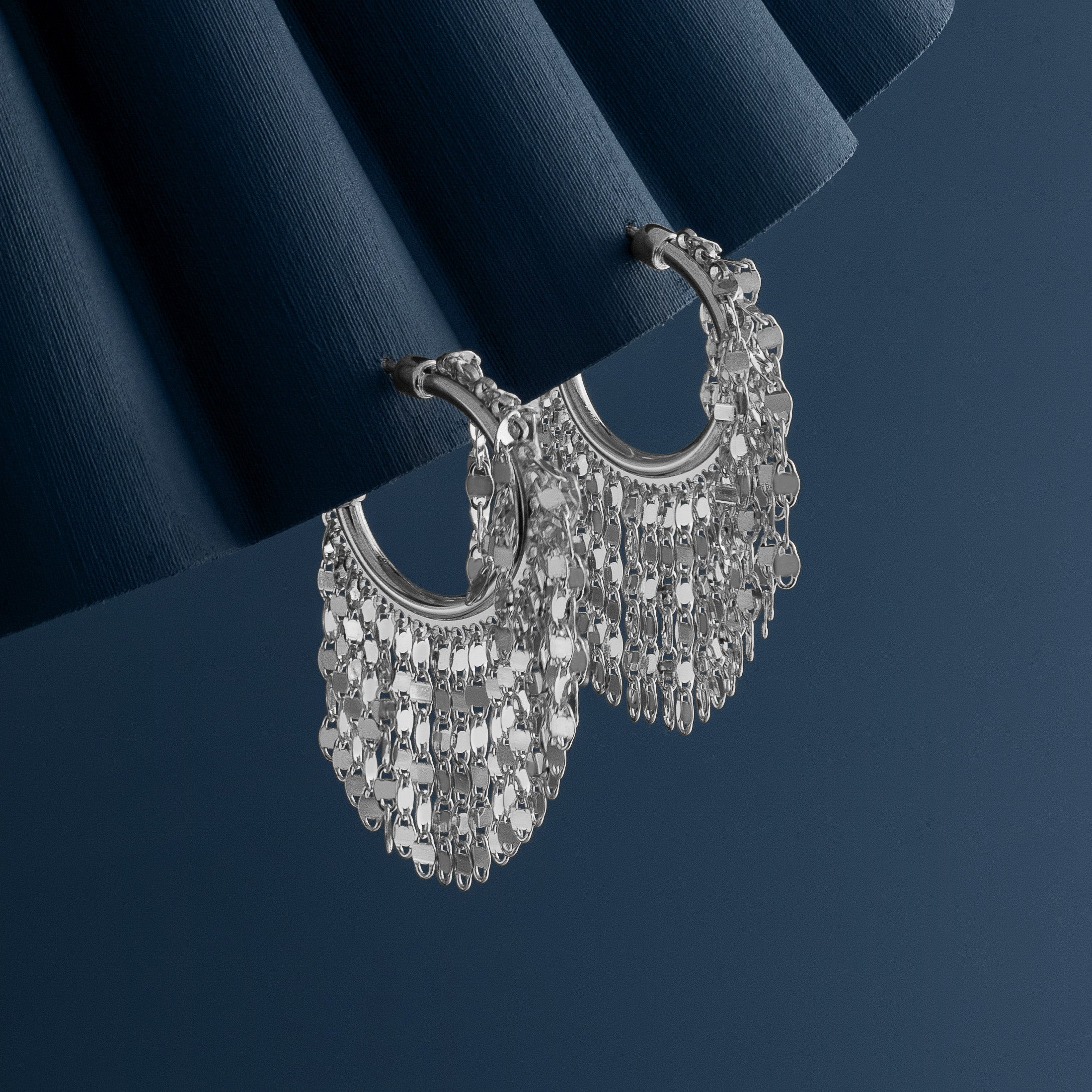 SILVER DISCO HOOP EARRINGS