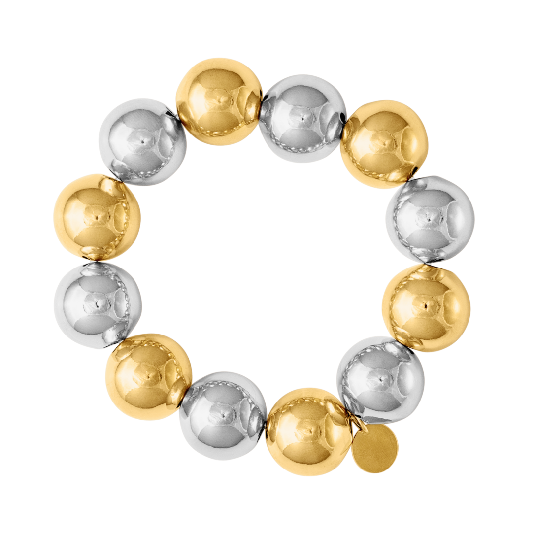 MIXED METAL LARGE POLISHED BALL BRACELET