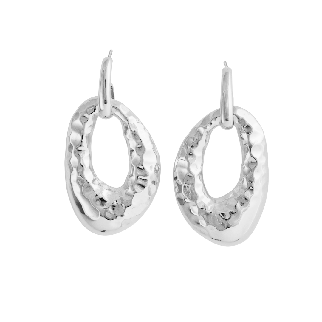 HAMMERED OVAL DROP EARRINGS