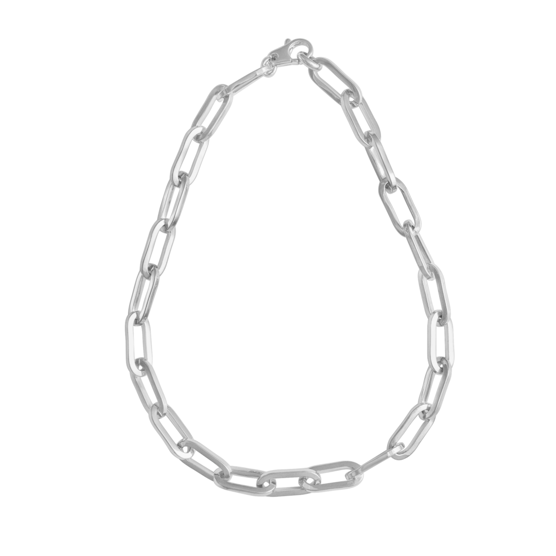 SILVER CHUNKY LONG LINK CHAIN NECKLACE