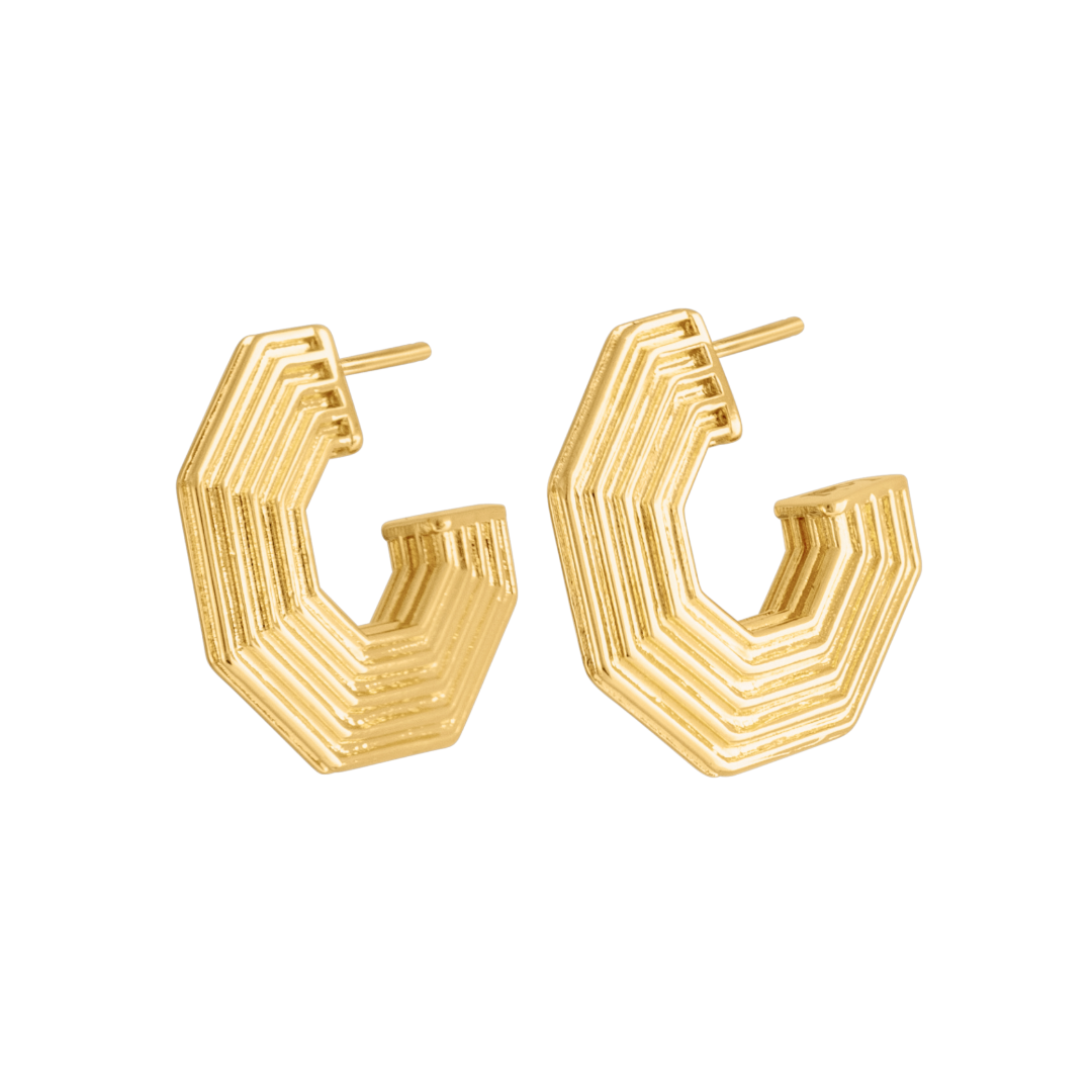 ART DECO HEXAGON HOOP EARRINGS